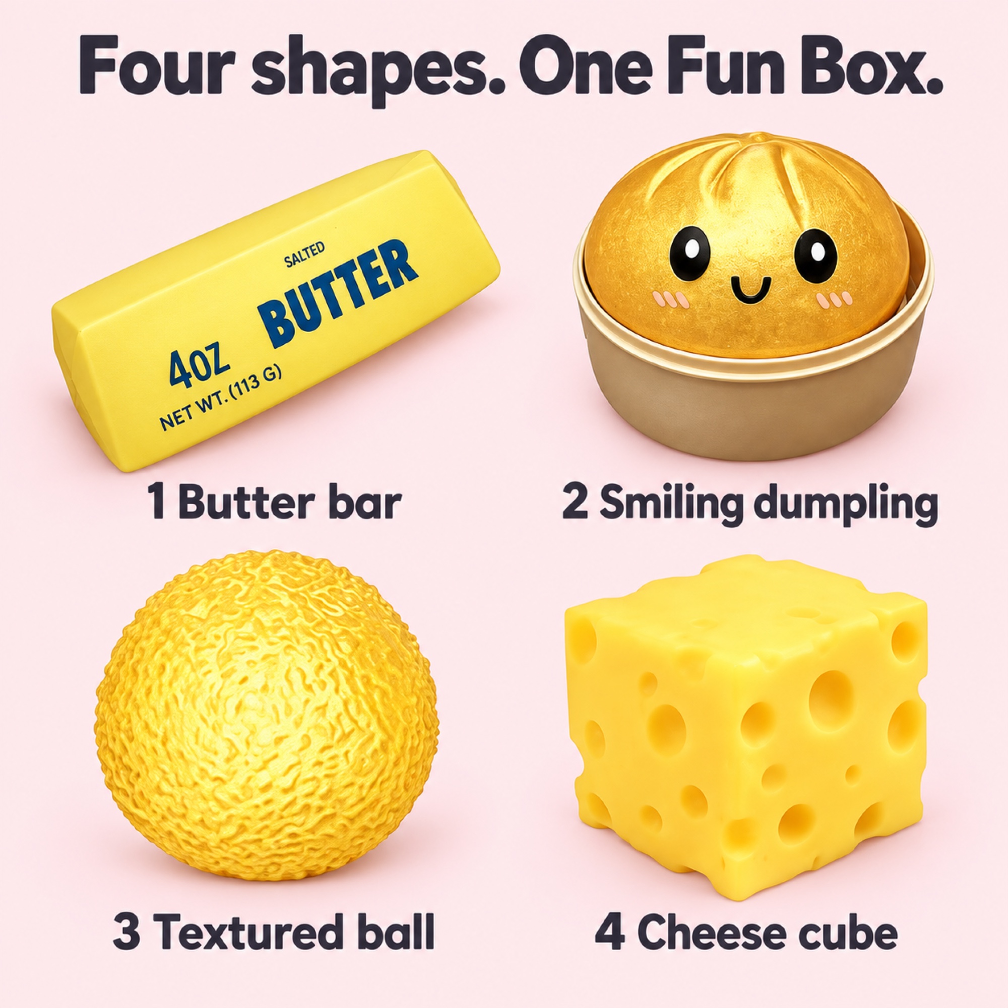 Gold Squishy Fun Box – 4-Piece Mystery Set — alternate view