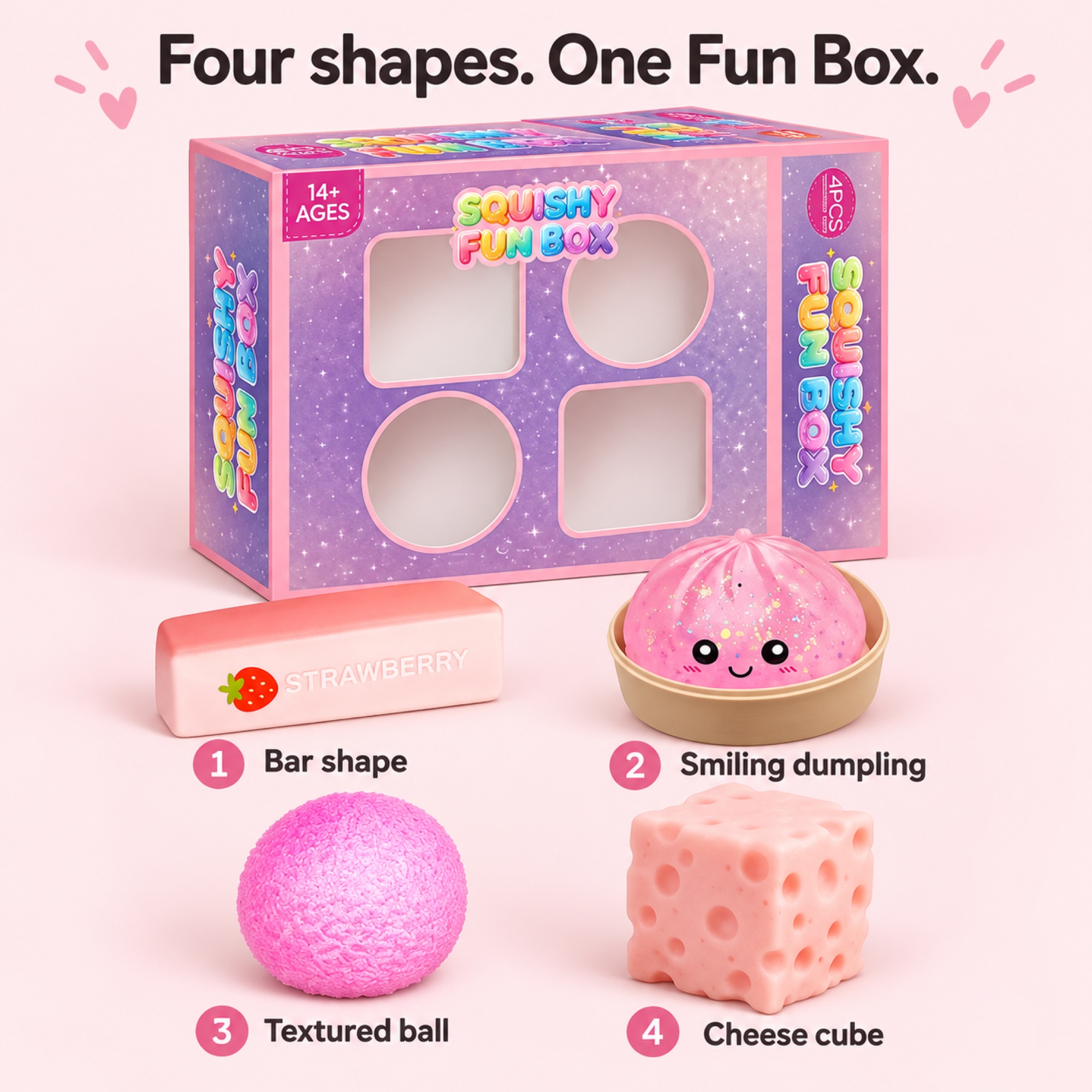 Pink Squishy Fun Box – 4-Piece Mystery Set — alternate view