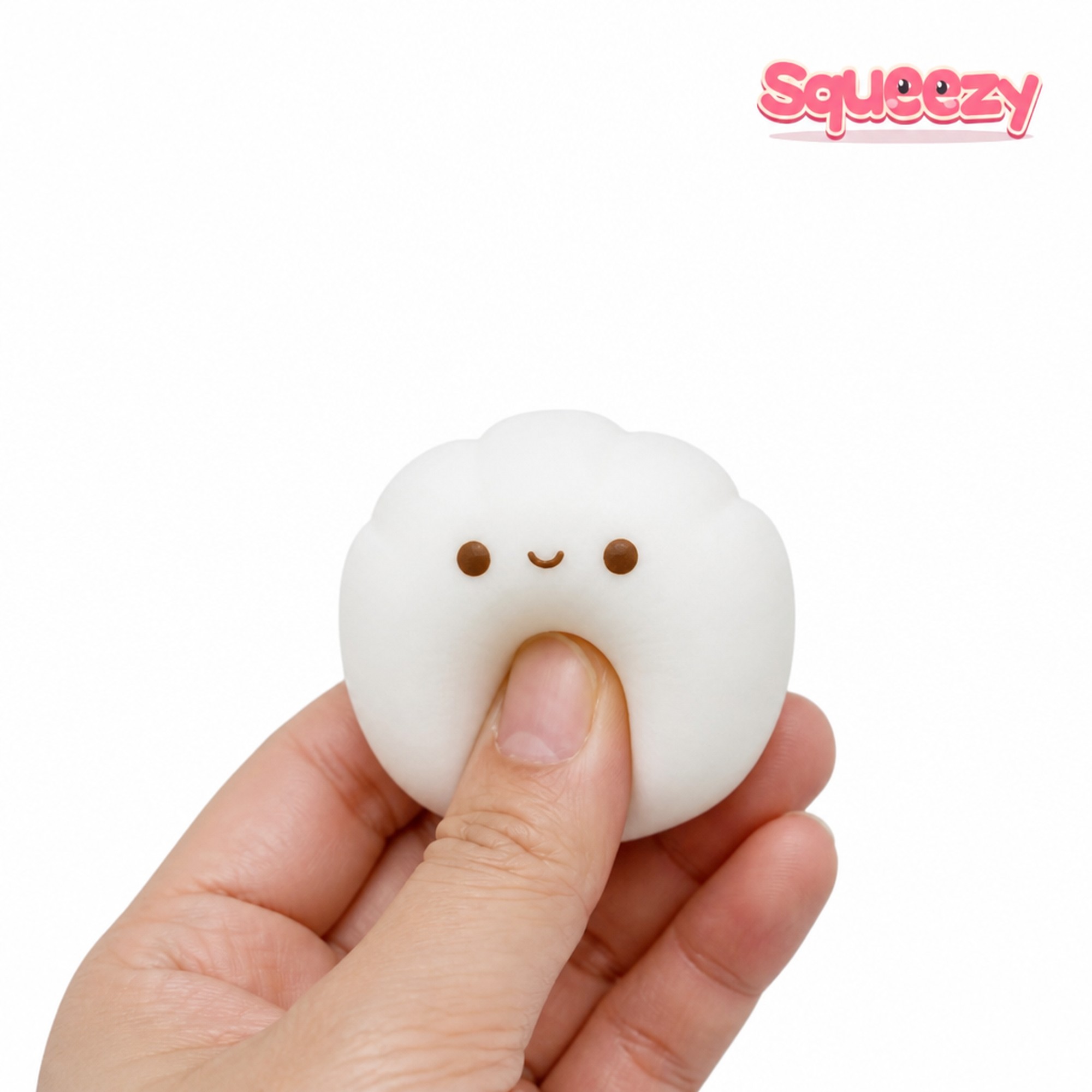 Bread Charm bun being squeezed