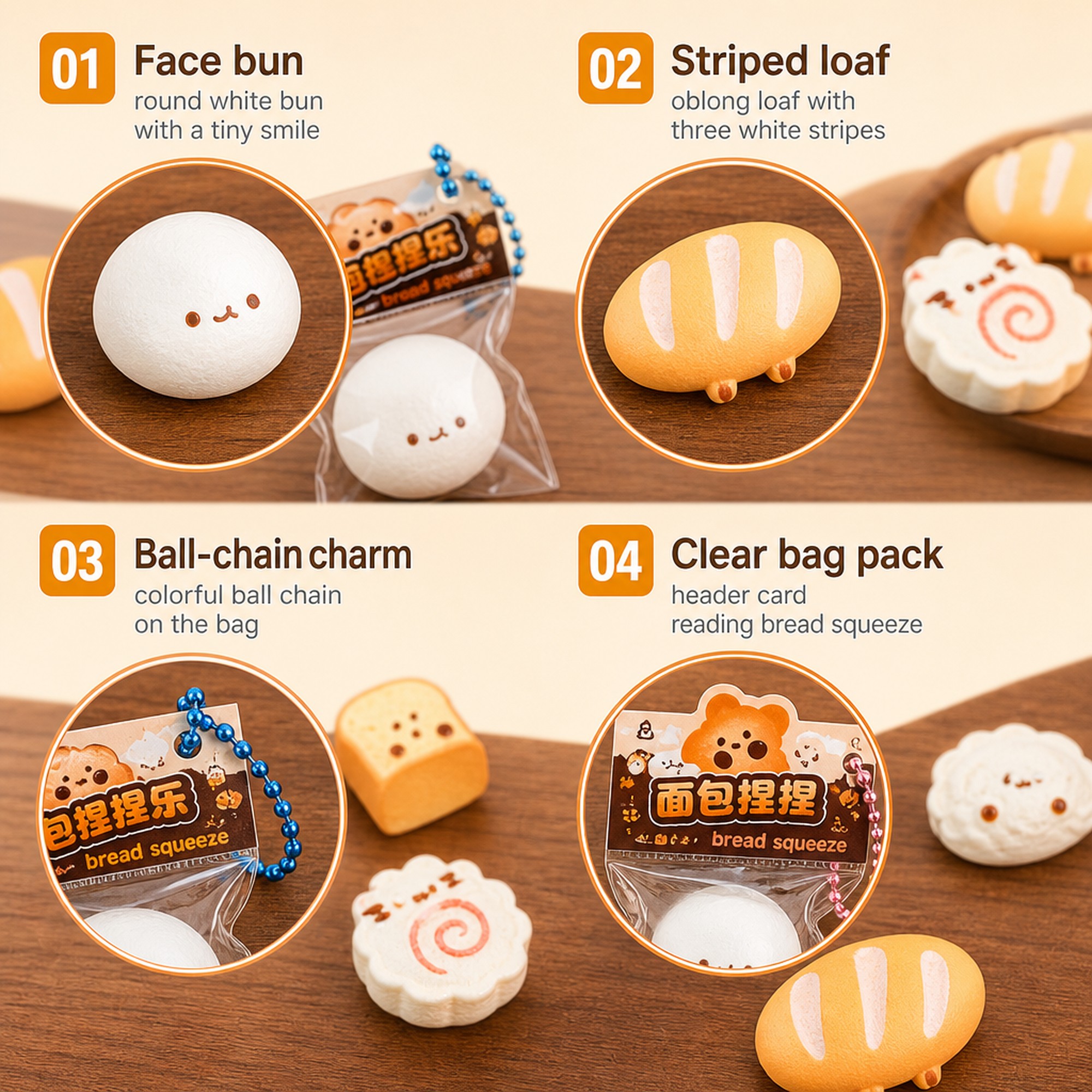 Bread Charm Squishy features