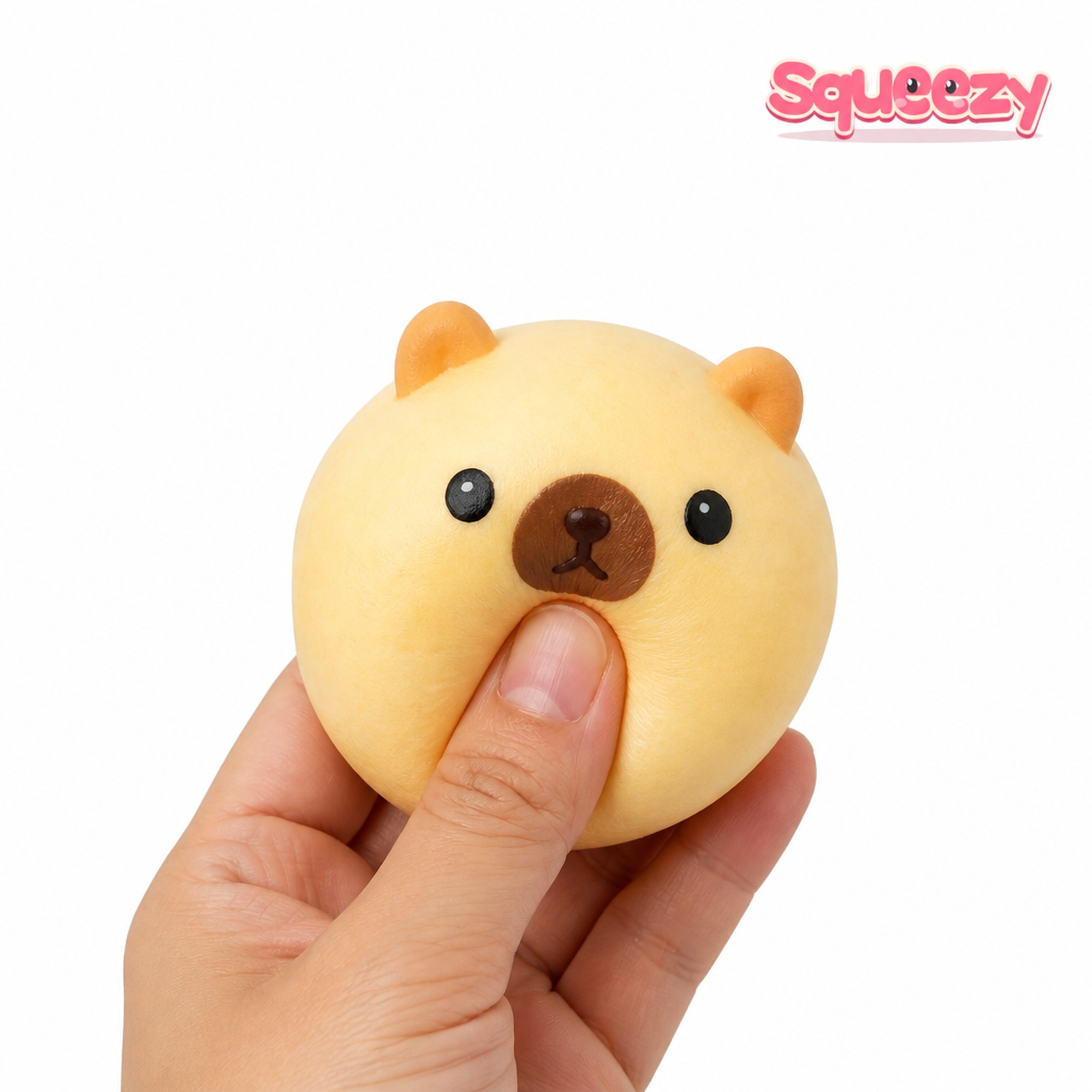 Capy Butter Squishy being squeezed