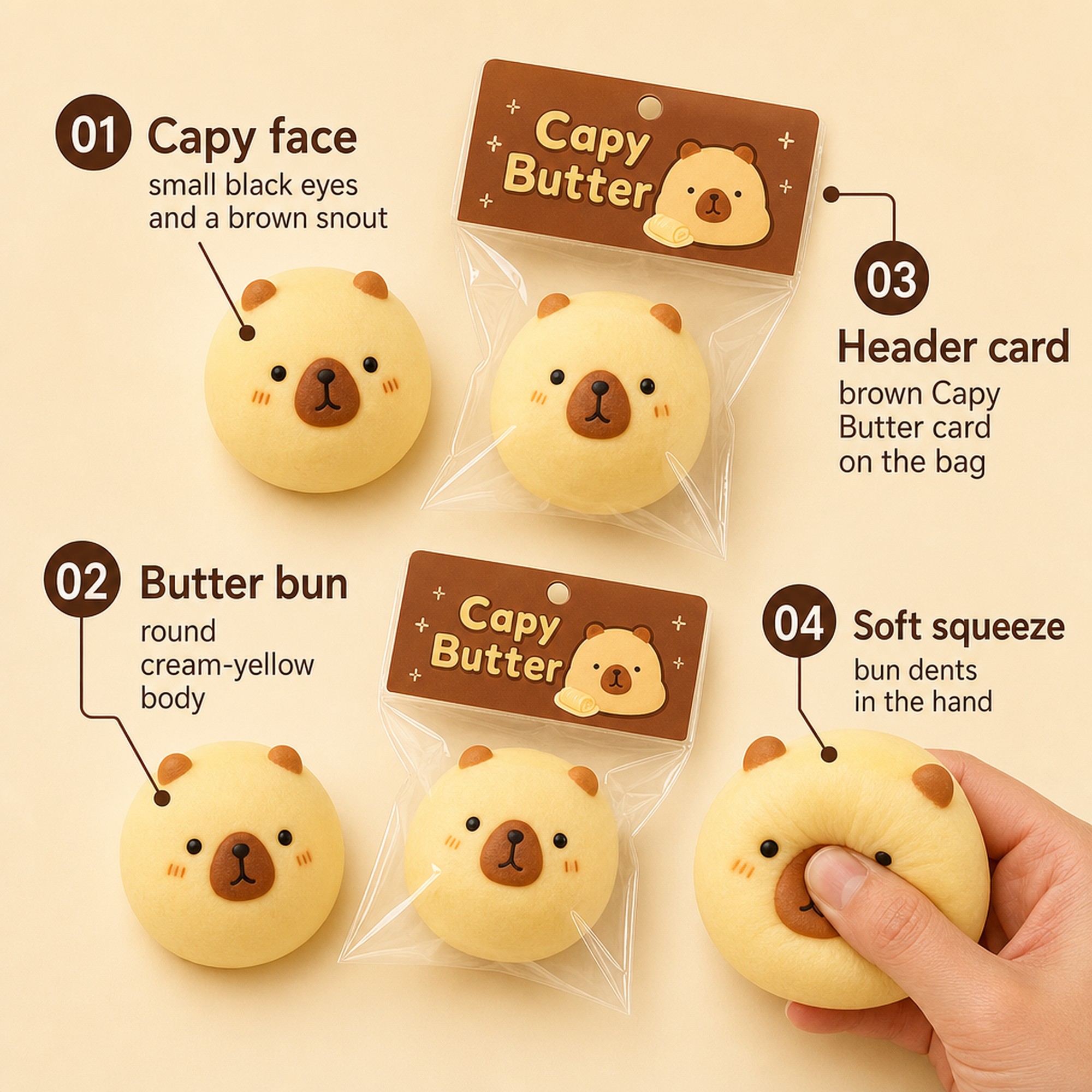 Capy Butter Squishy features