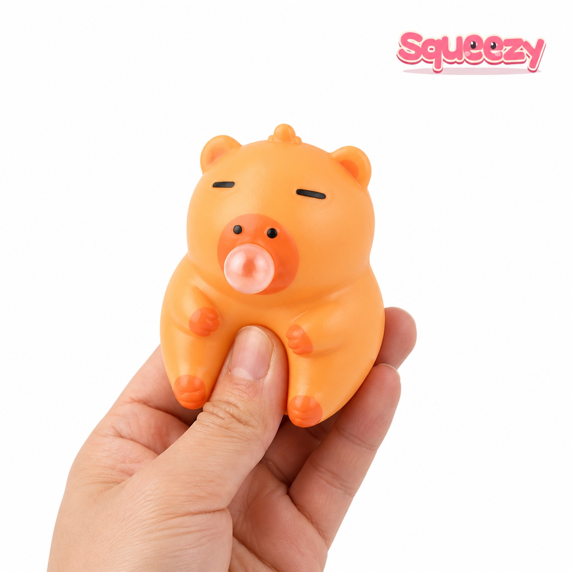 Capybara Bubble Squishy being squeezed