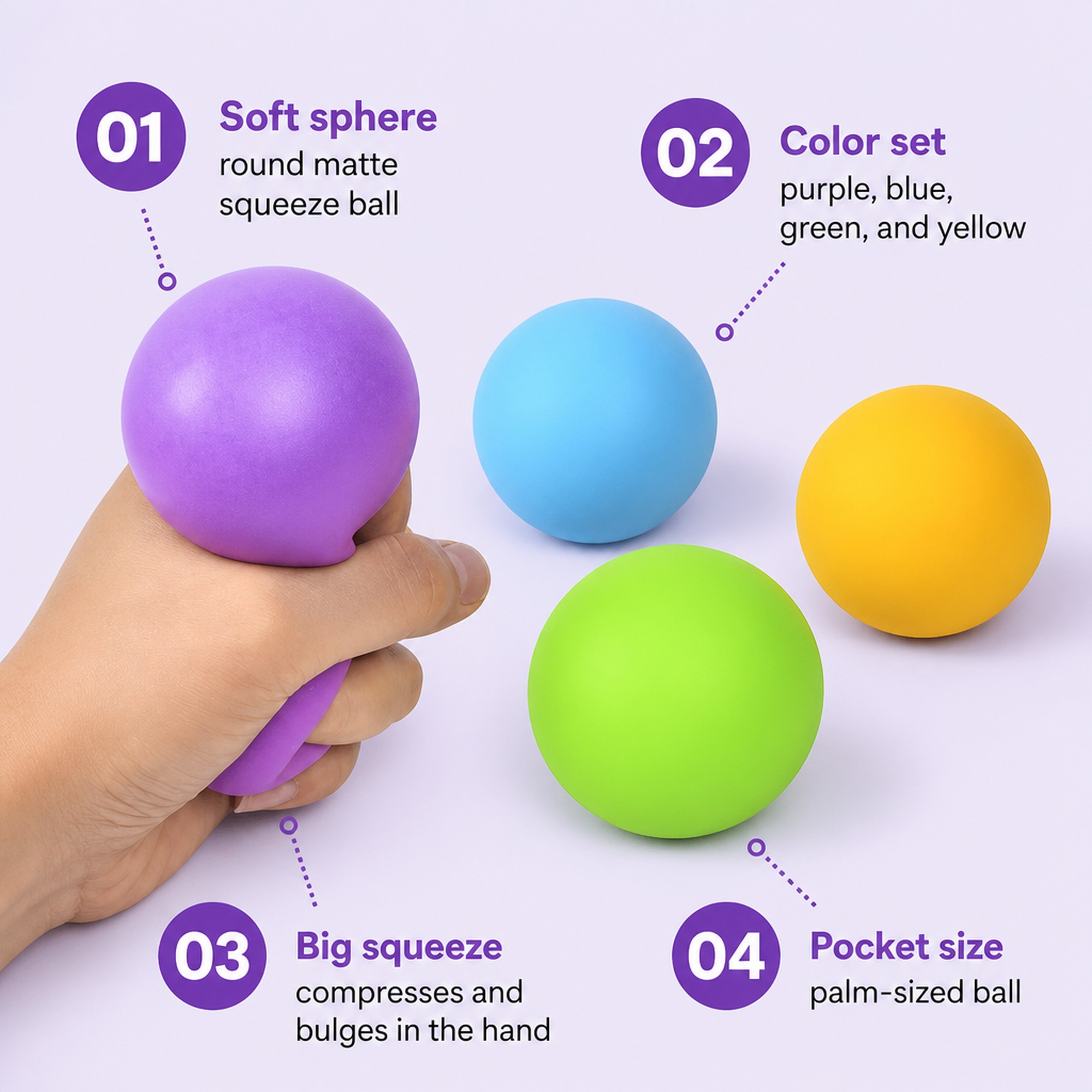 Color Squeeze Ball features