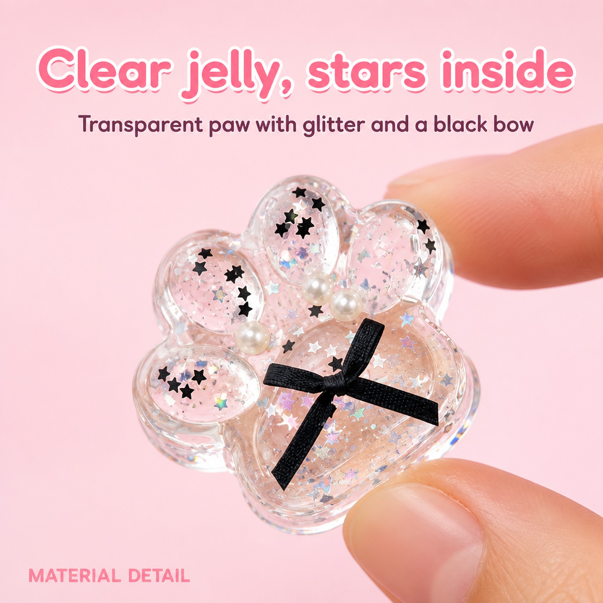 Crystal Cat Paw glitter and bow