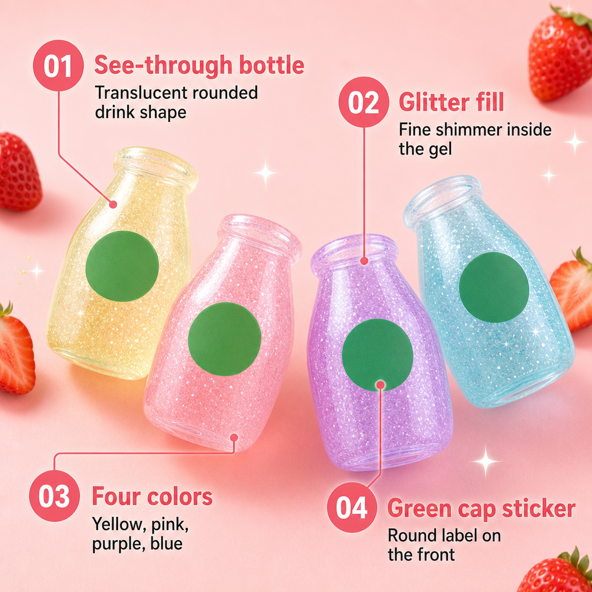 Glitter Drink Squishy features
