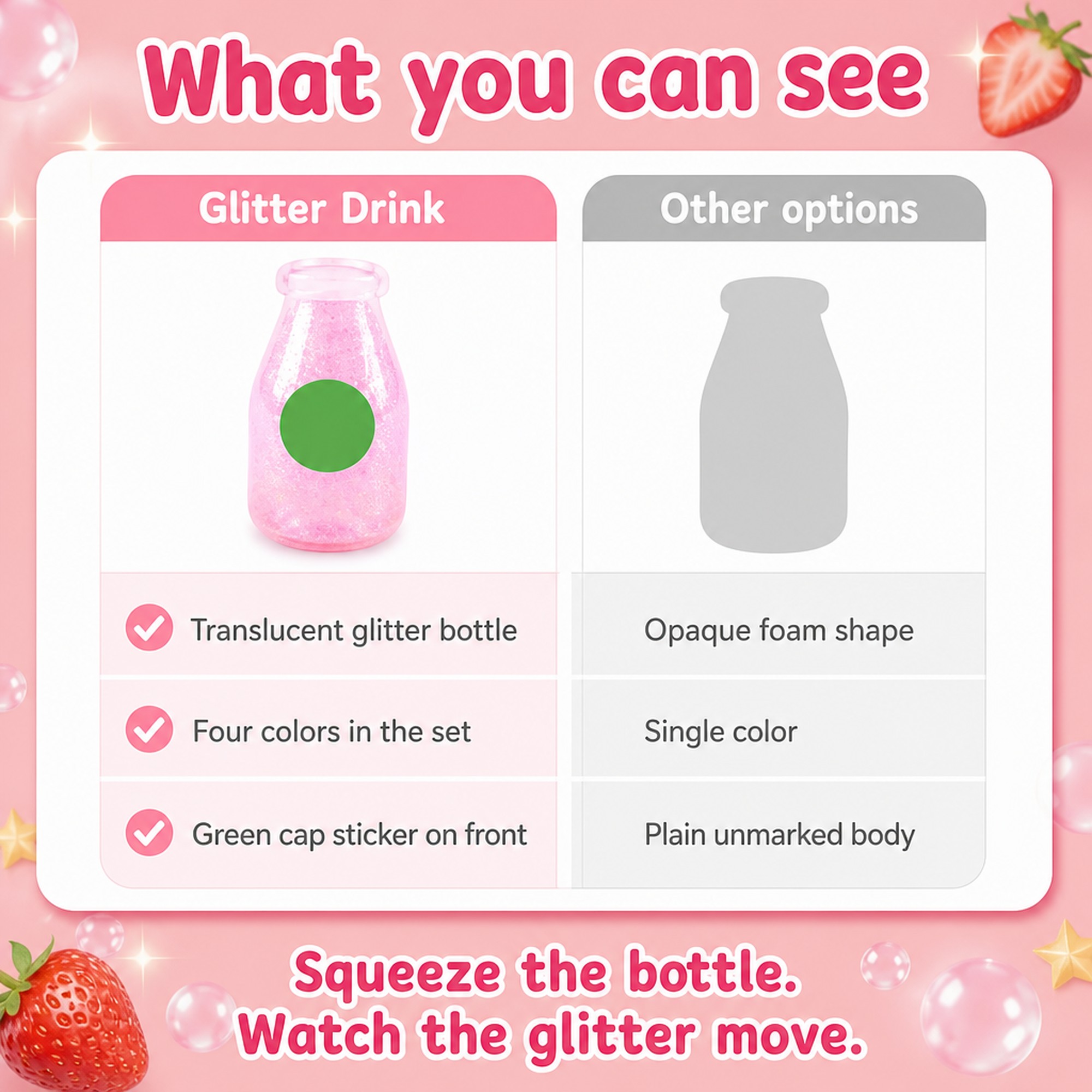 Glitter Drink Squishy compared with other options