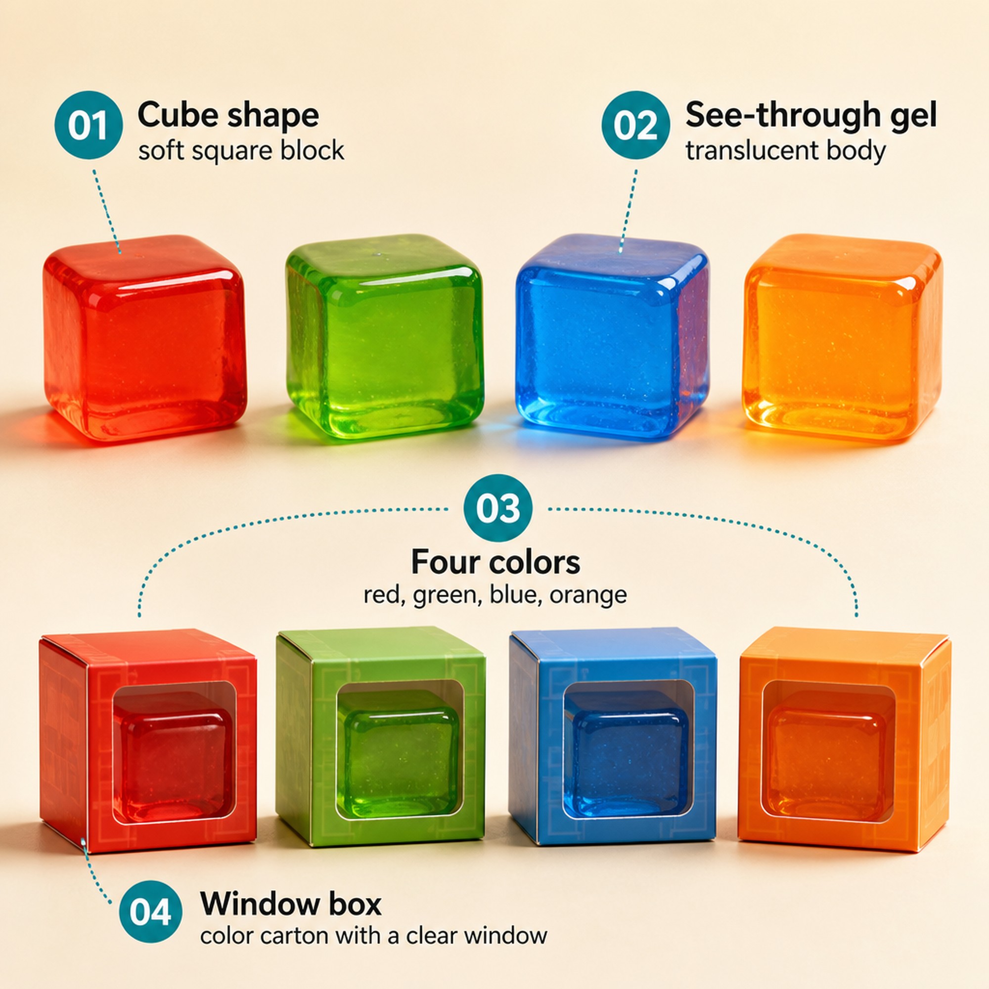 Jelly Cube Squishy features