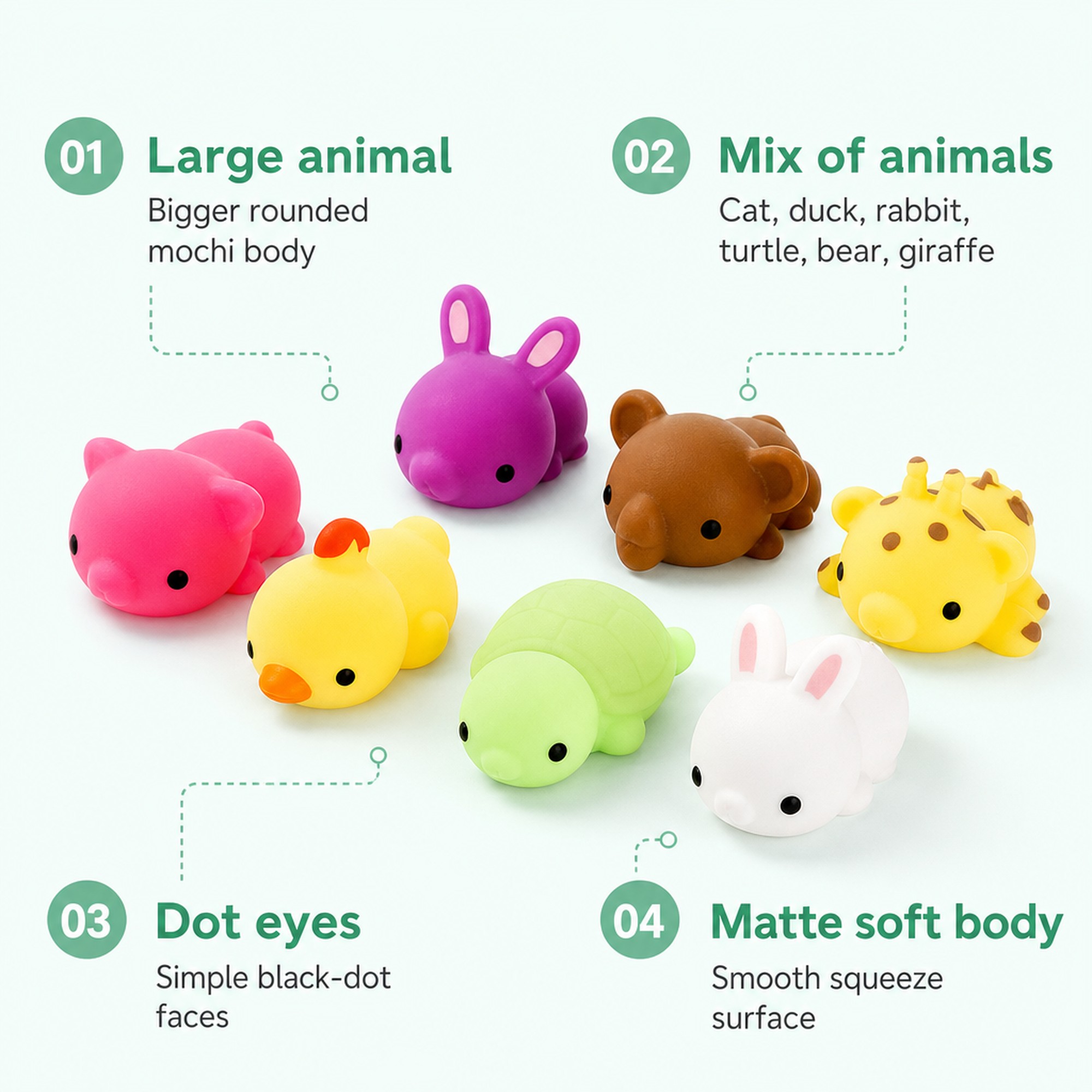 Jumbo Animal Mochi features