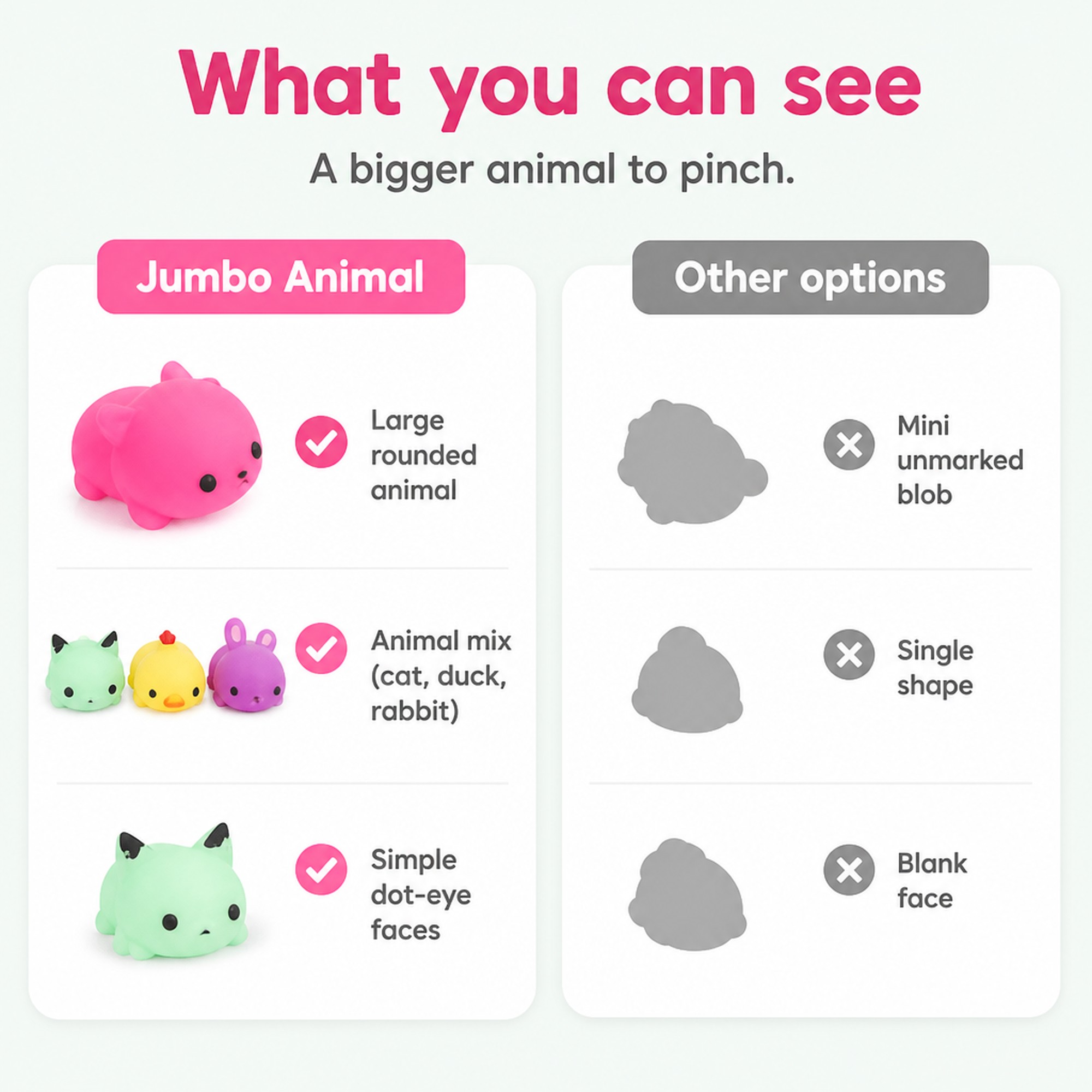 Jumbo Animal Mochi compared with other options