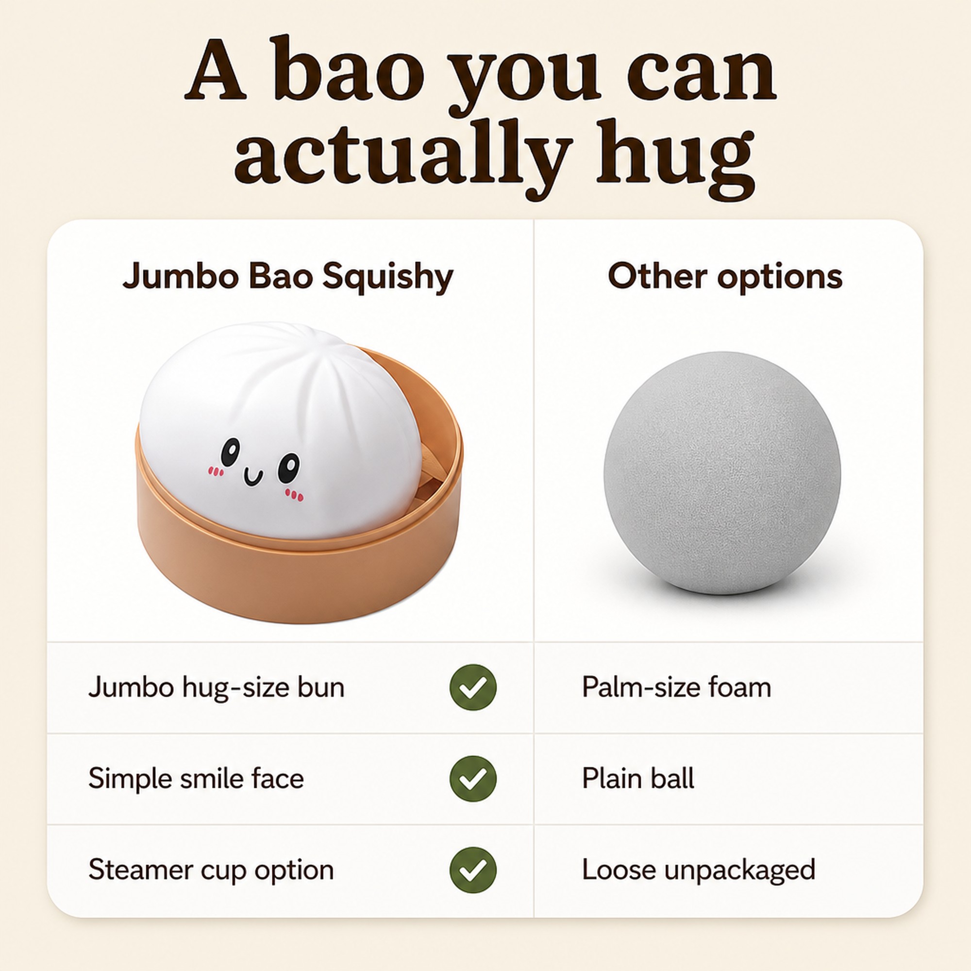 Jumbo Bao Squishy compared with other options