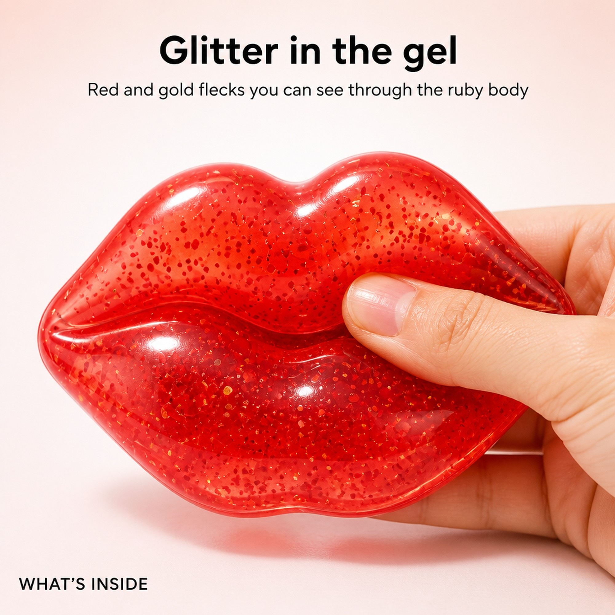 Glitter inside the ruby lip gel