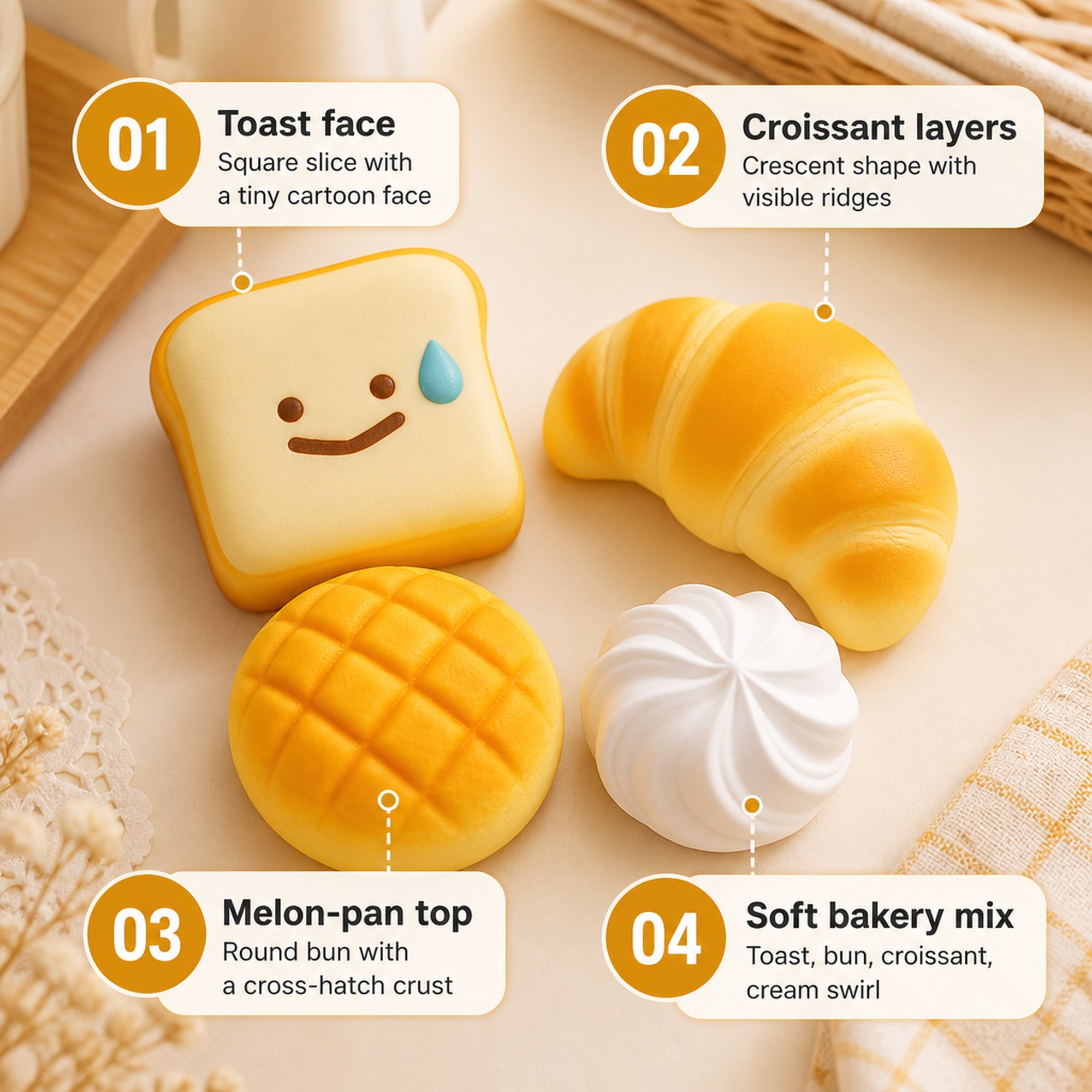 Kawaii Bakery Squishy features