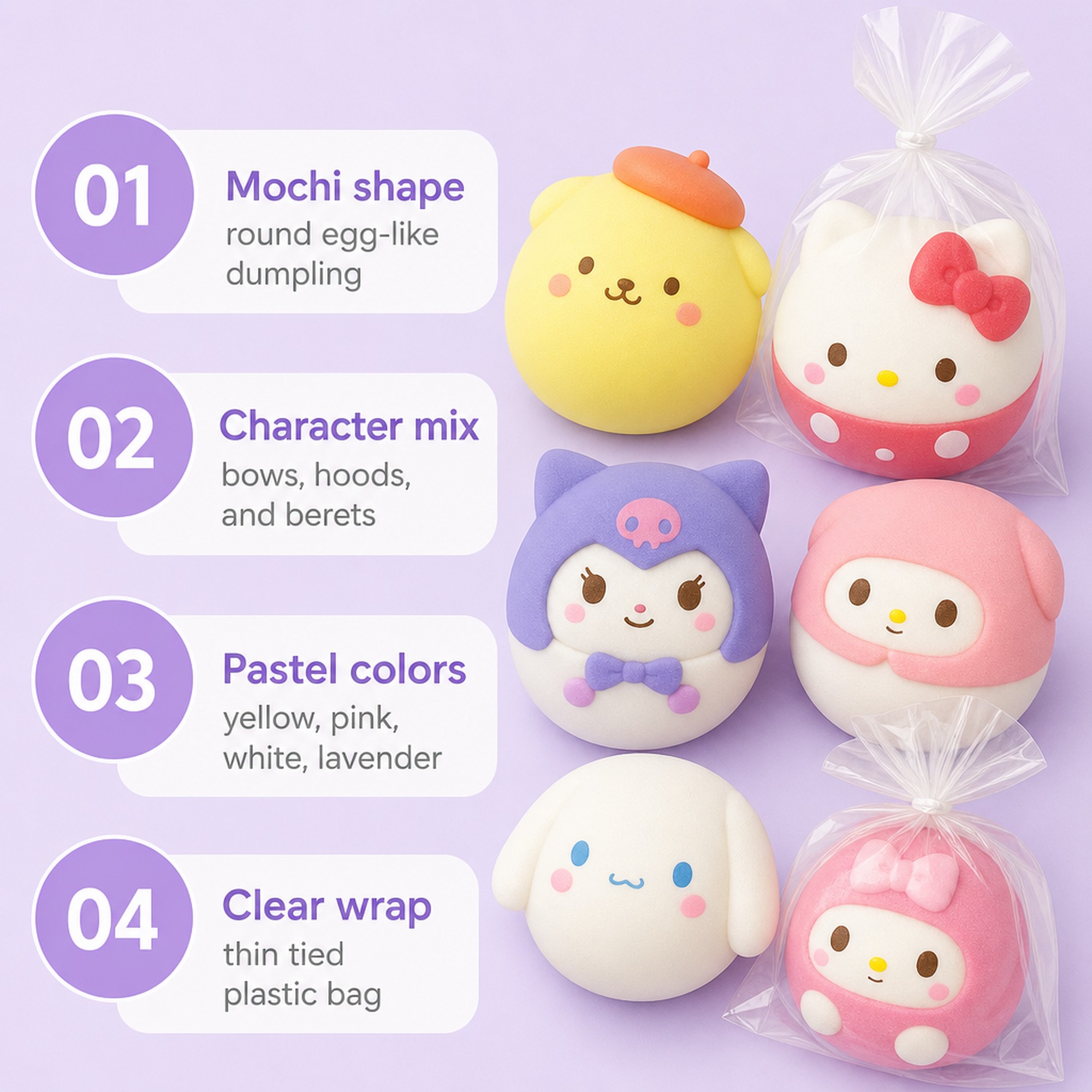 Kawaii Mochi Squishy features