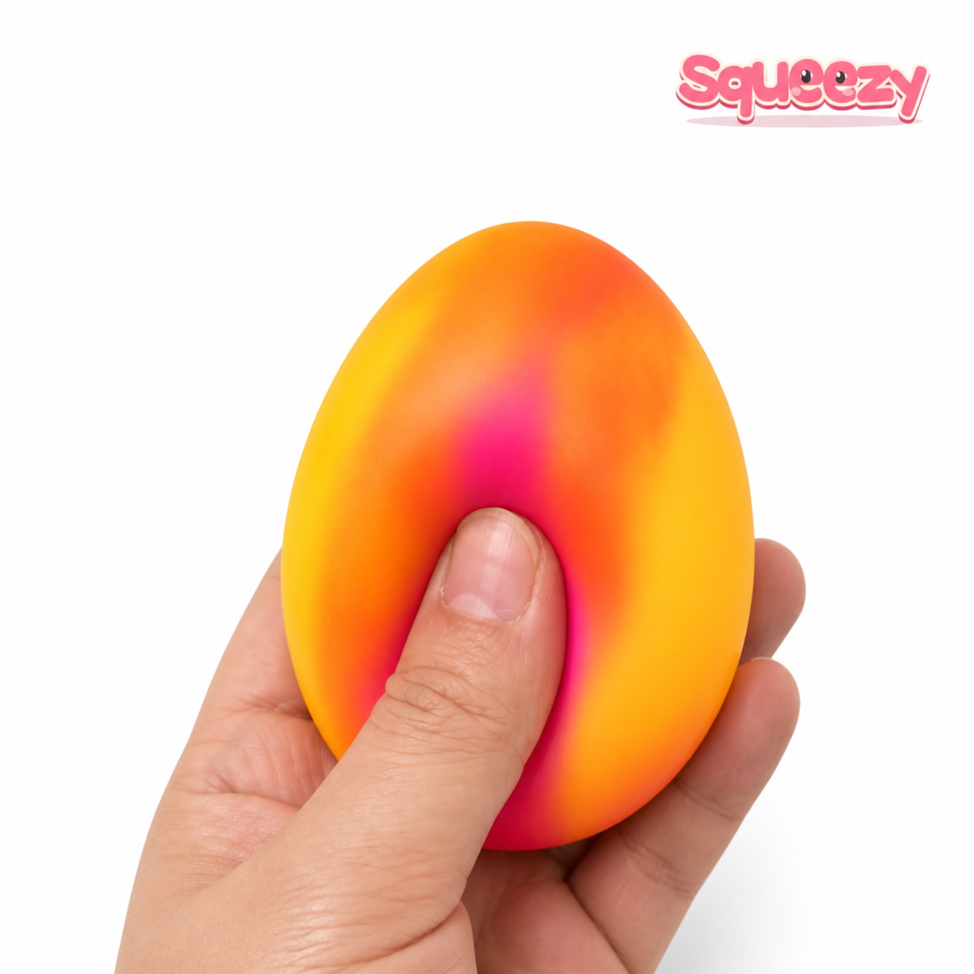 Marble Egg Squishy being squeezed
