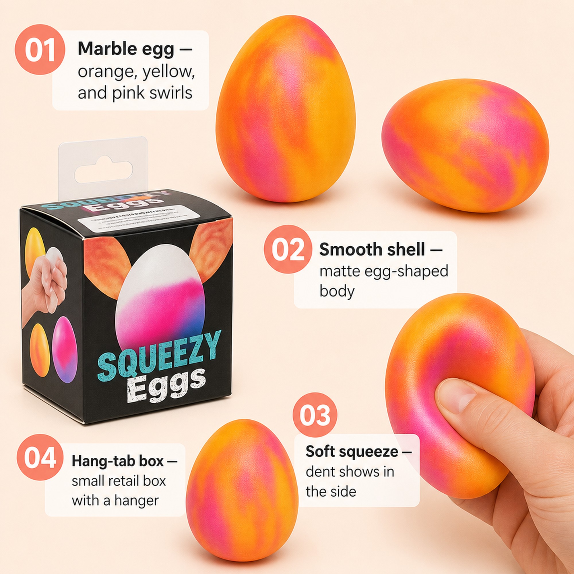 Marble Egg Squishy features