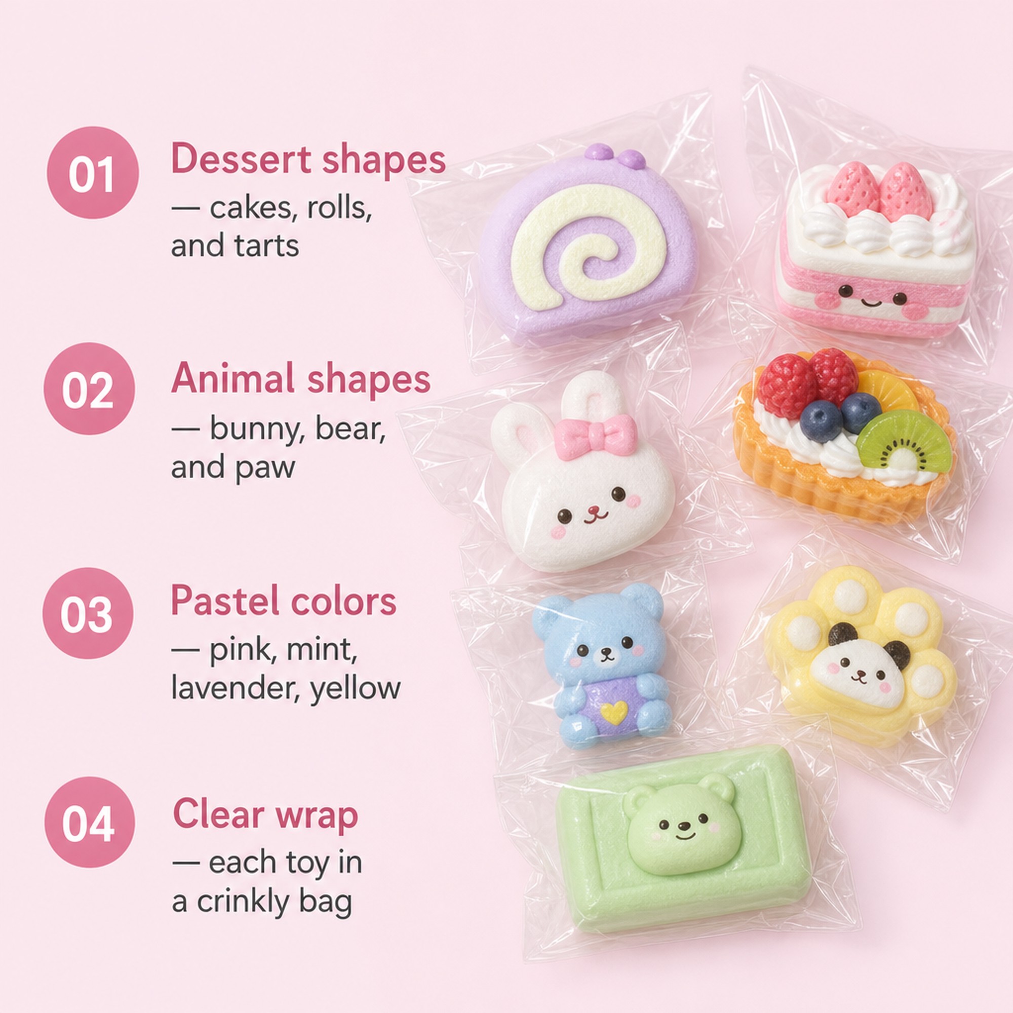 Mix Dessert Squishy features