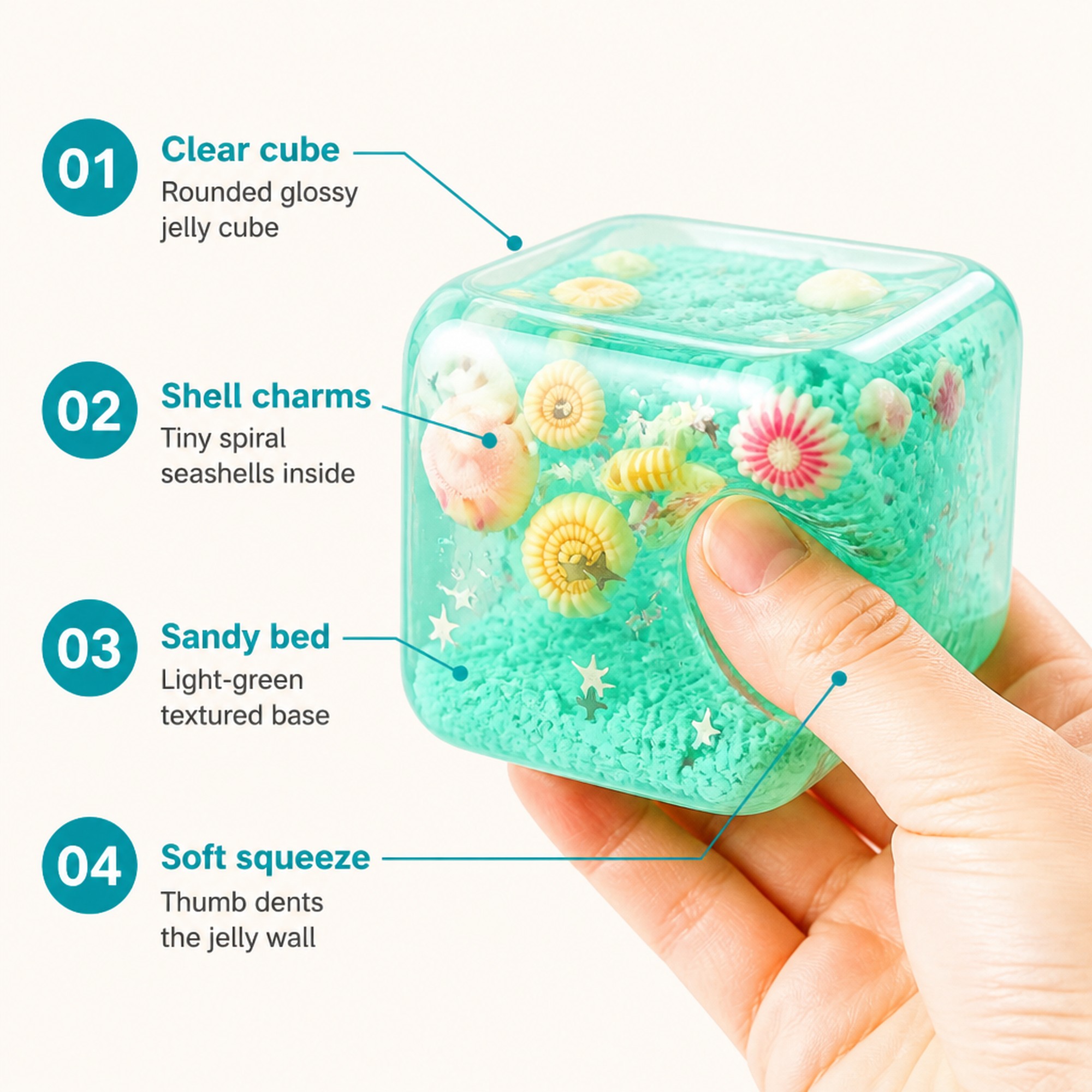 Ocean Shell Cube features