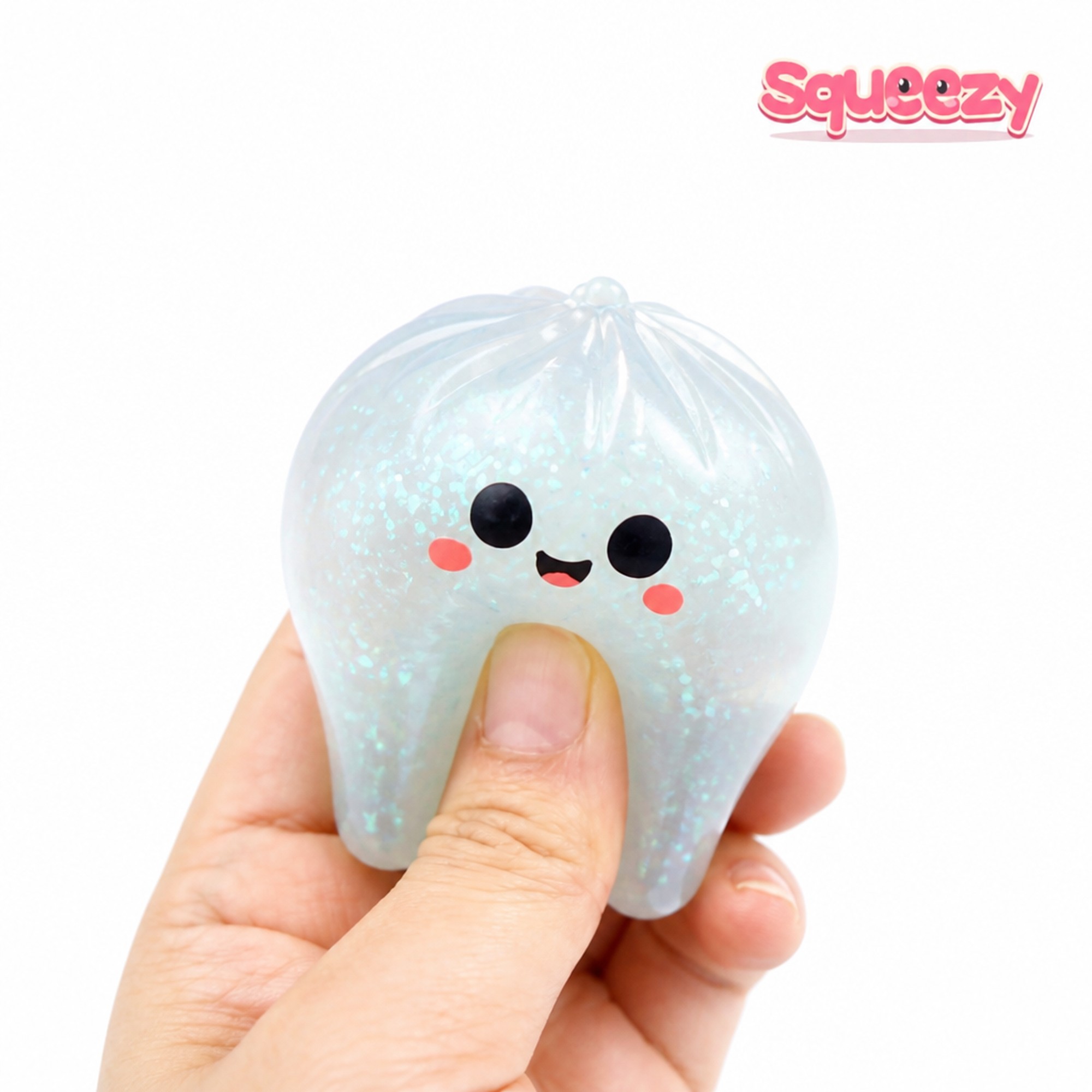Ghost Glitter Bao being squeezed