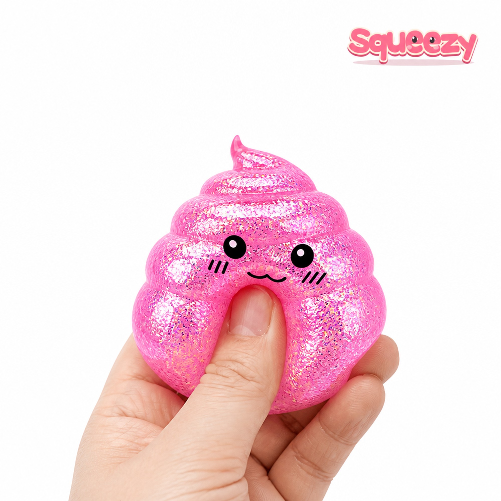 Pink Glitter Poop being squeezed