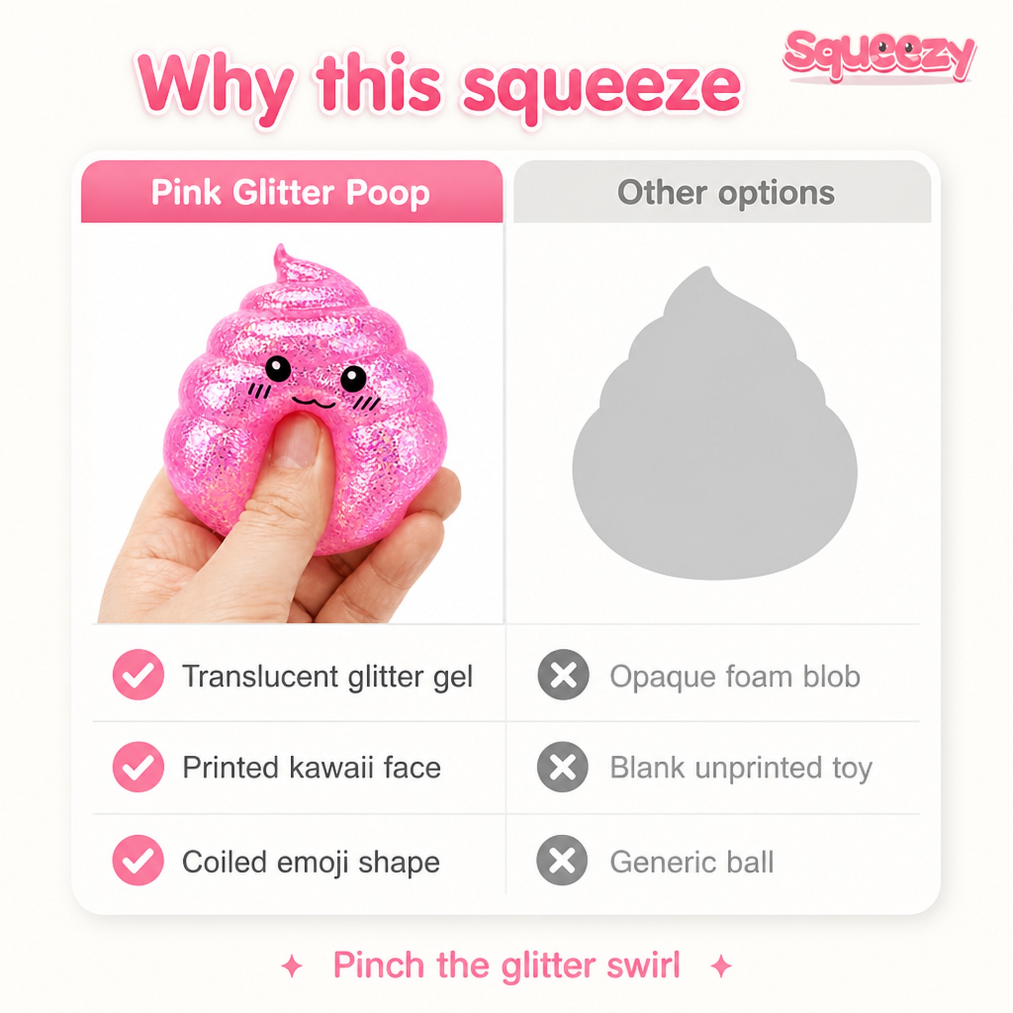 Pink Glitter Poop compared with other options