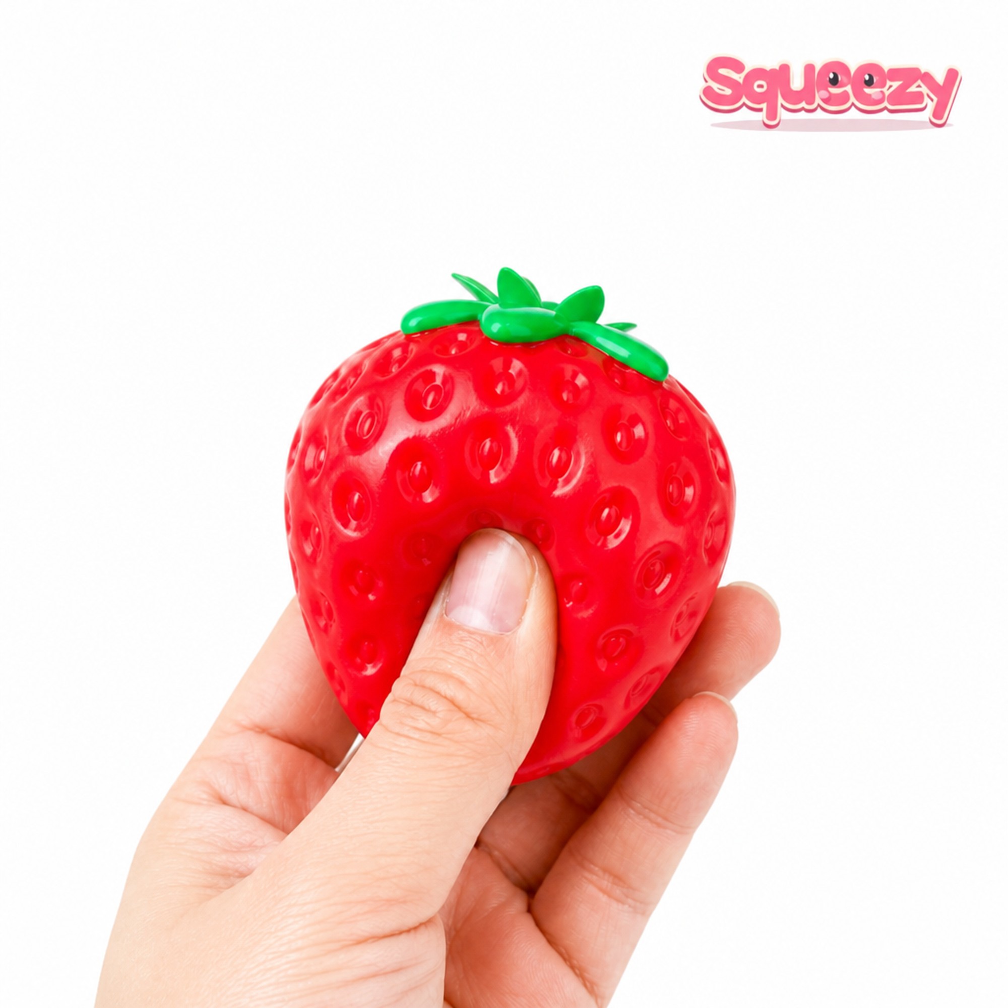 Dimple Strawberry being squeezed