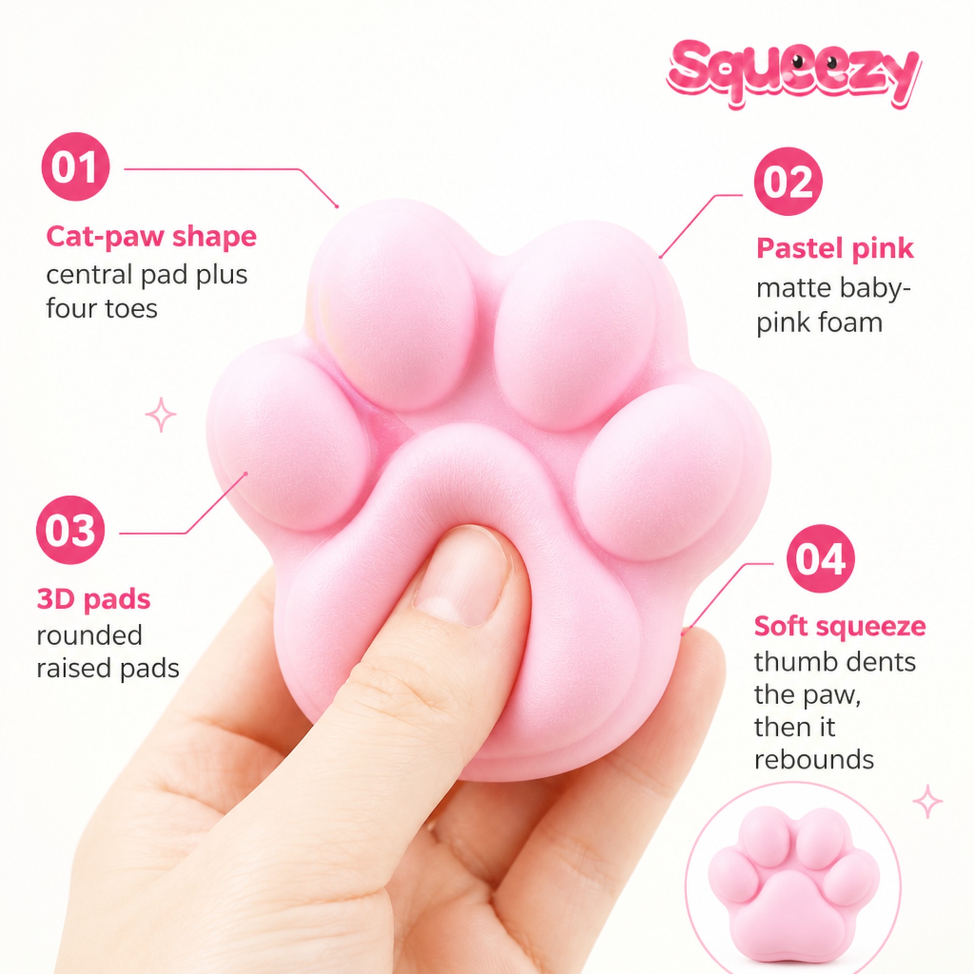 Pink Cat Paw features