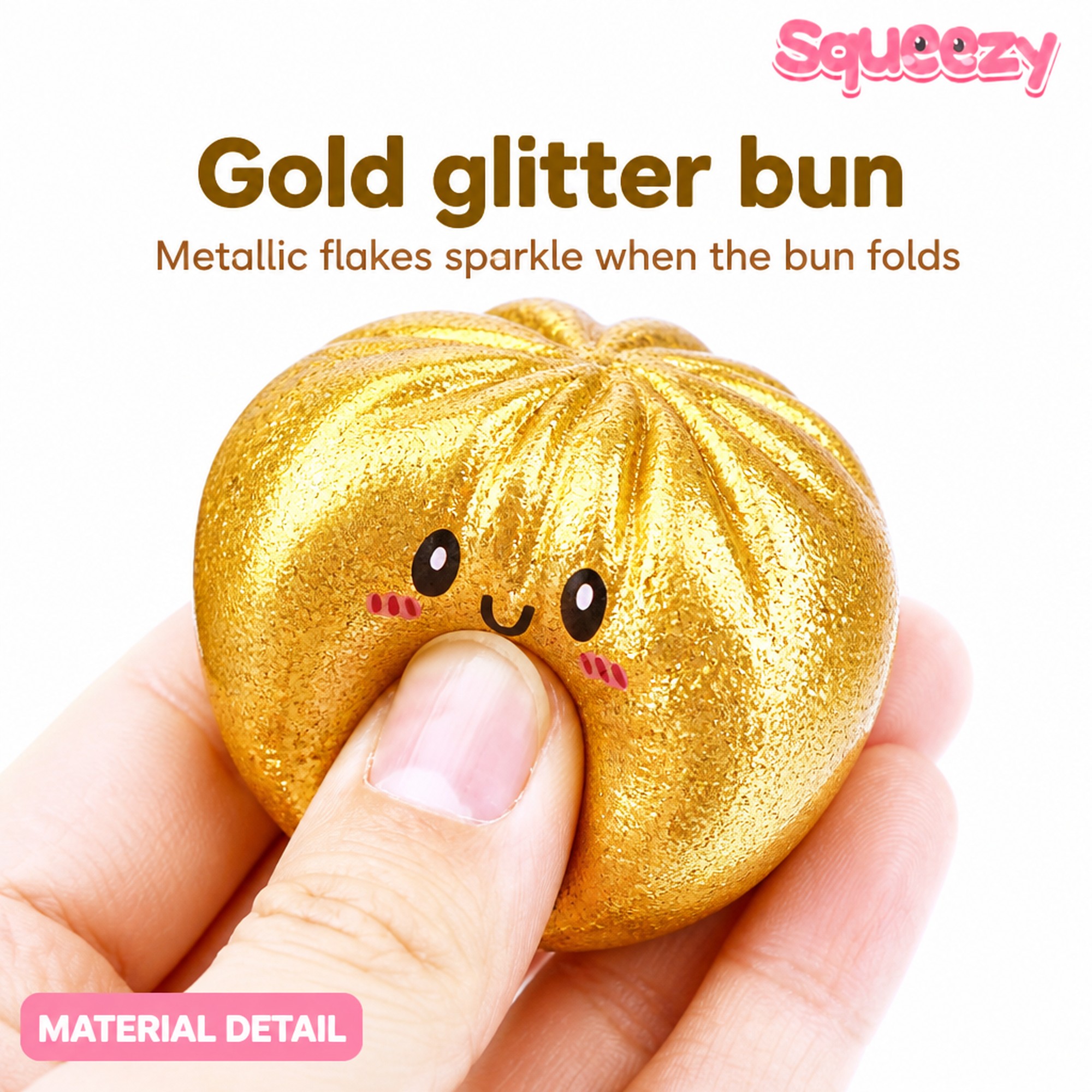 Gold Face Bao squeeze and glitter