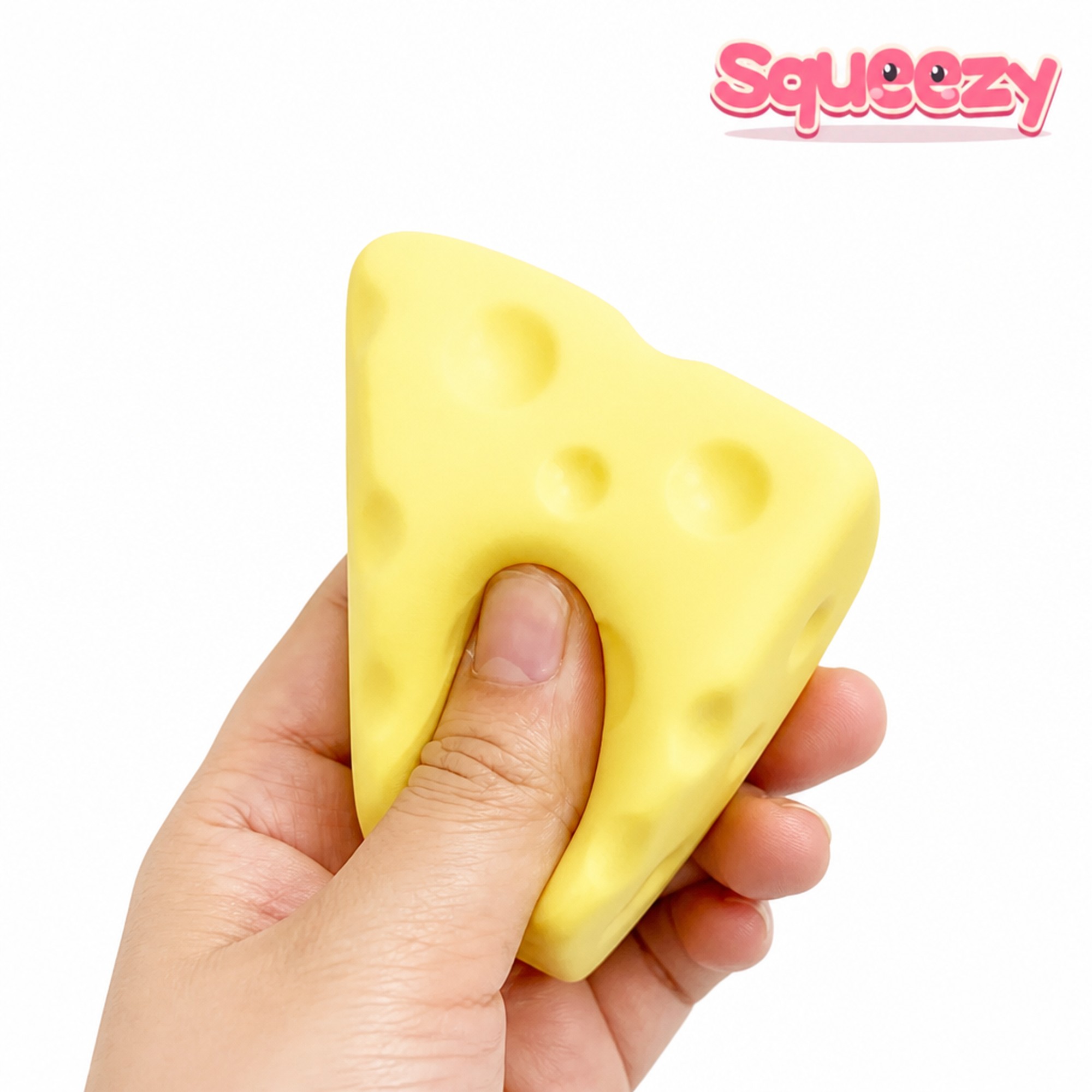 Swiss Cheese Wedge being squeezed