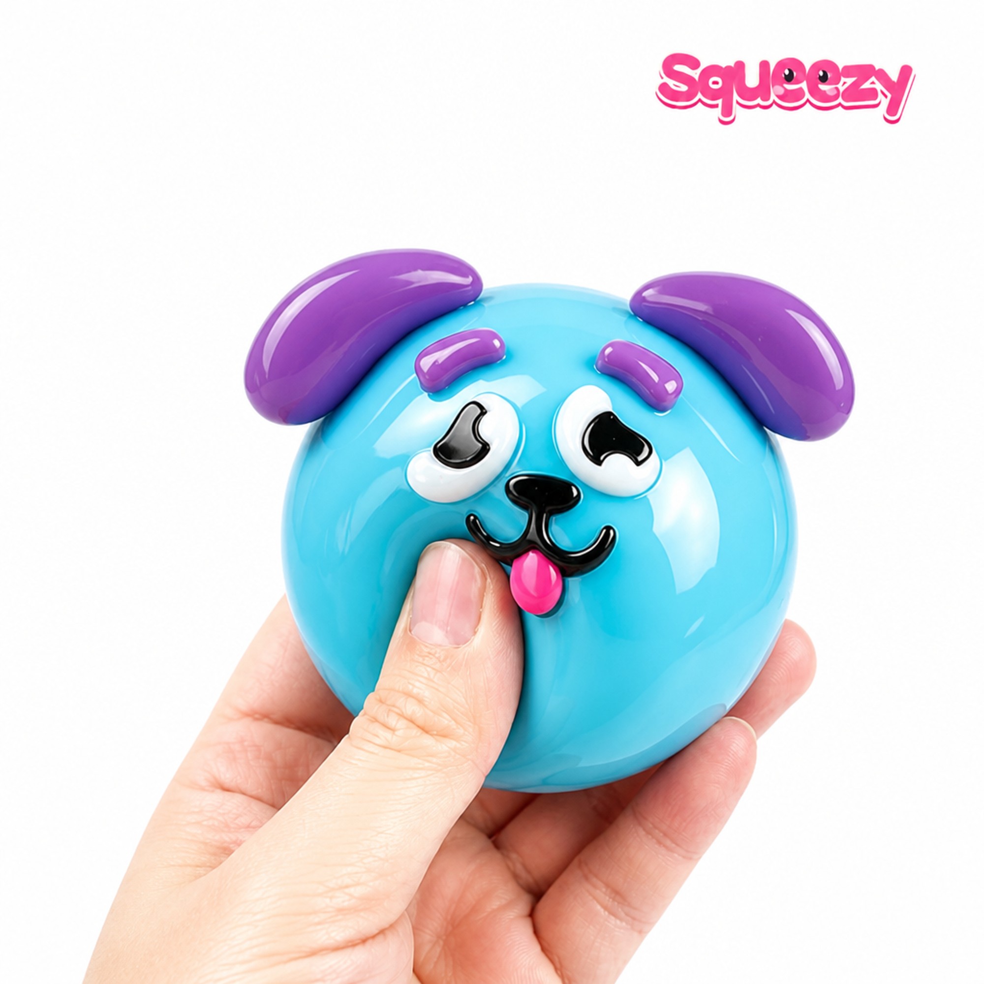 Dog Face Ball being squeezed
