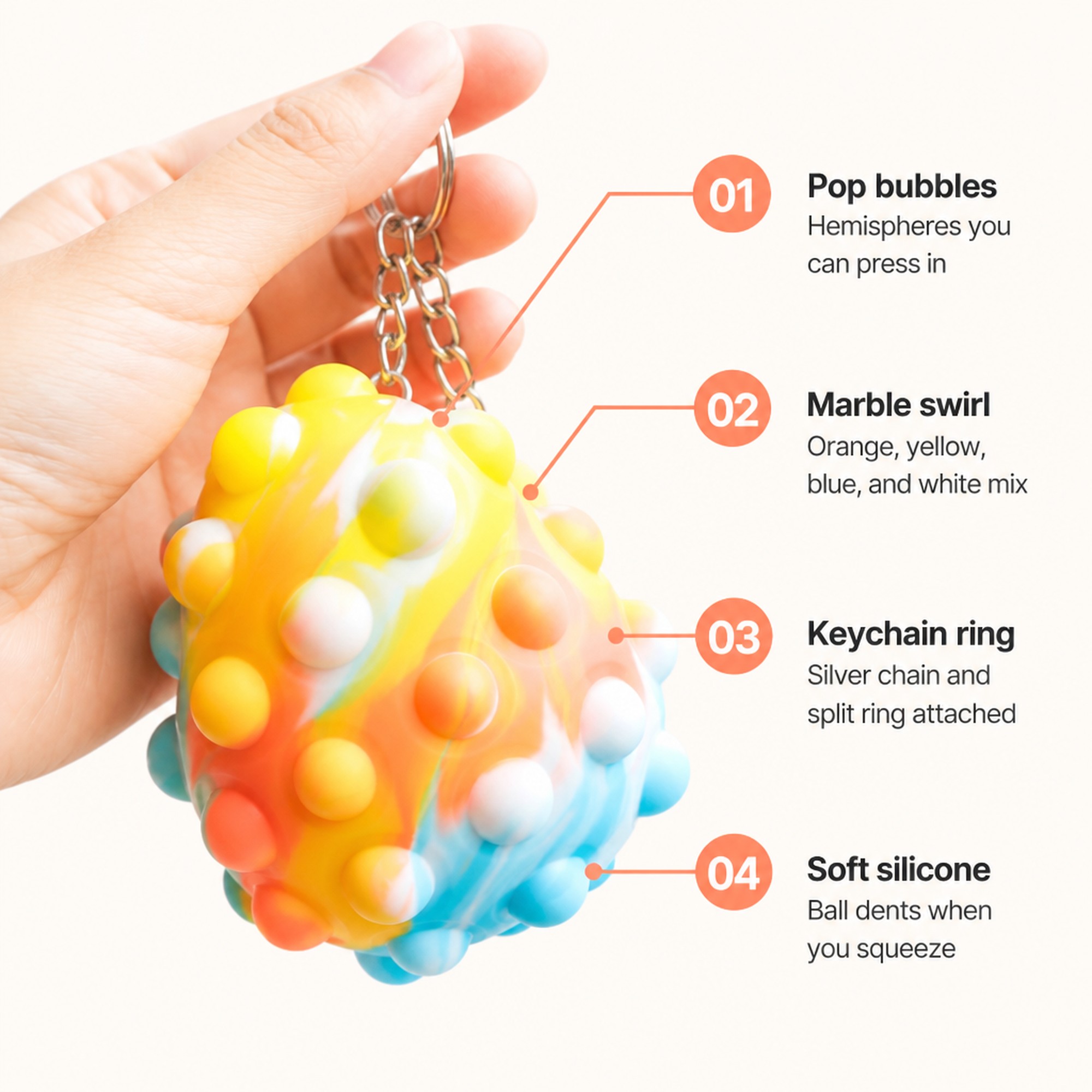 Bubble Pop Keychain features