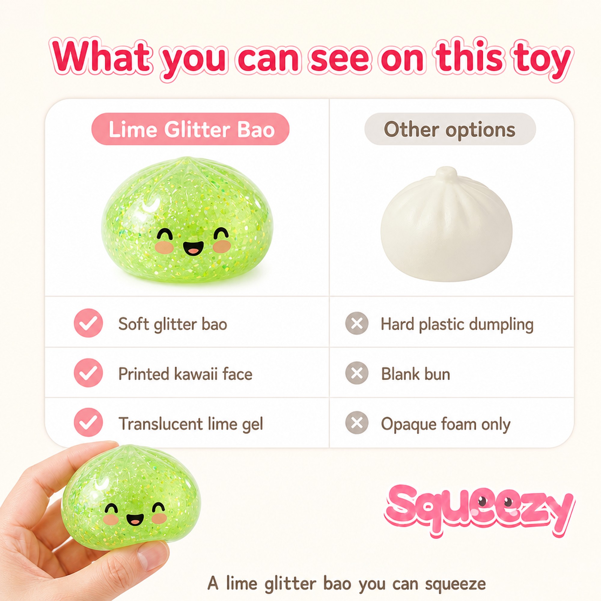 Lime Glitter Bao compared with other options