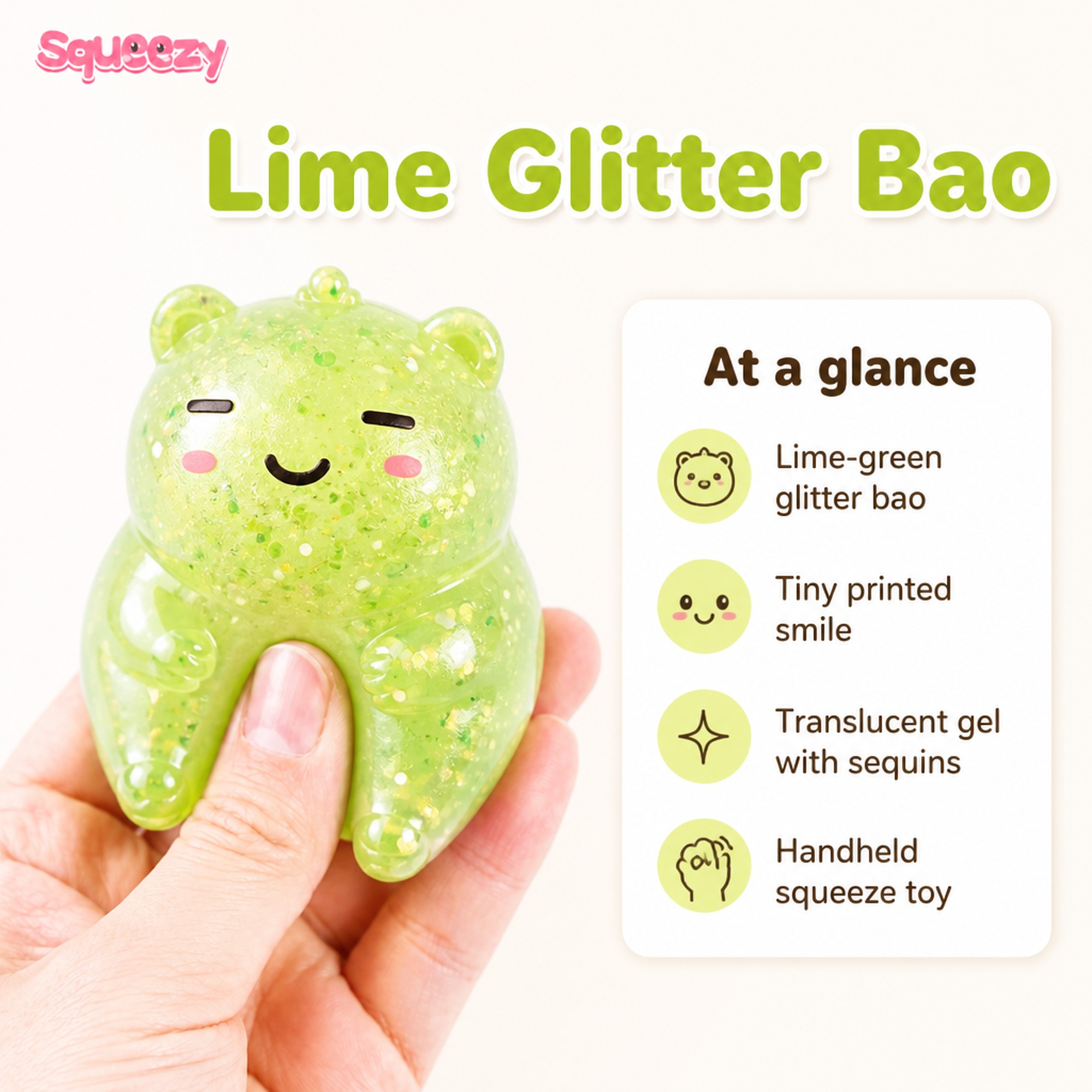 Lime Glitter Bao at a glance