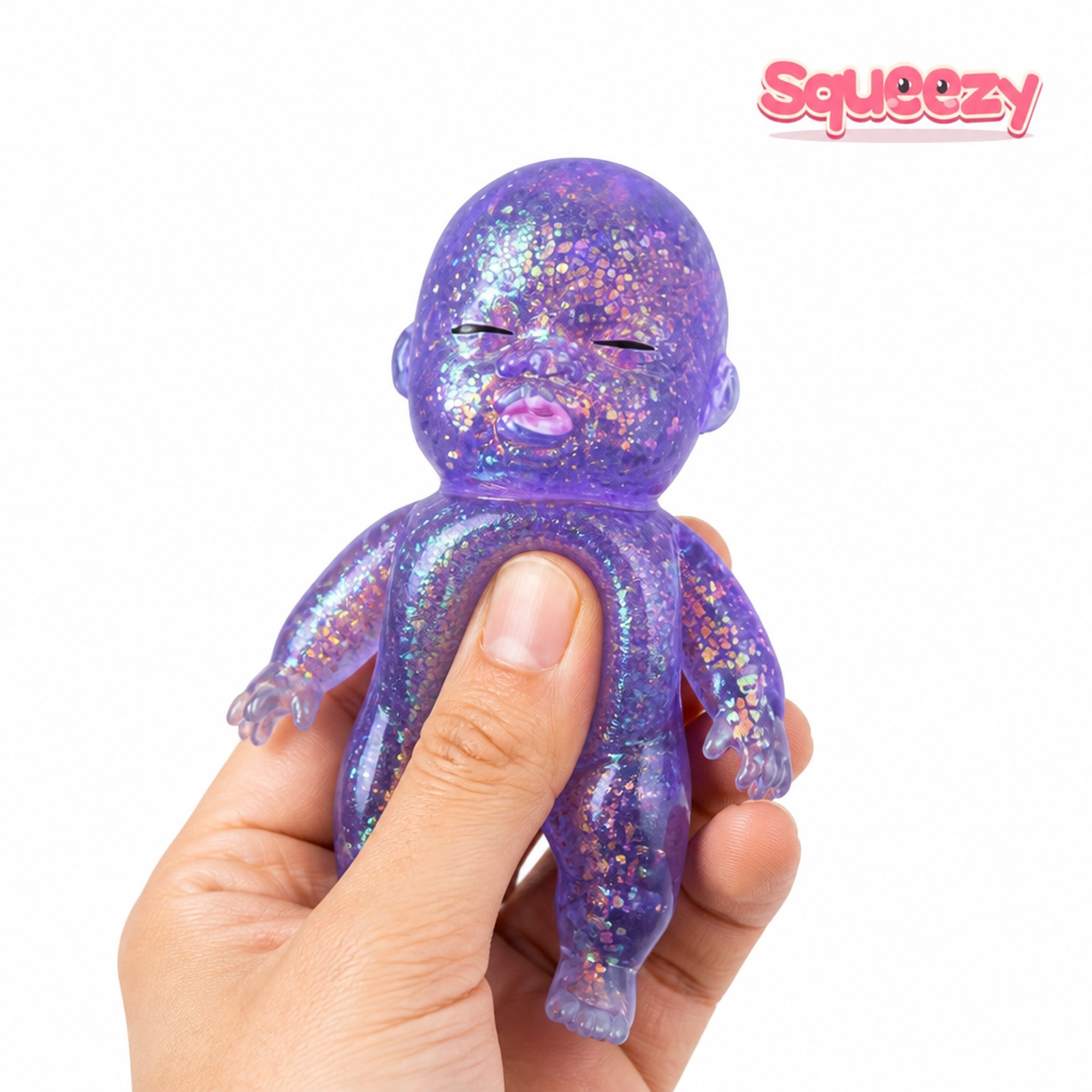 Glitter Baby being squeezed