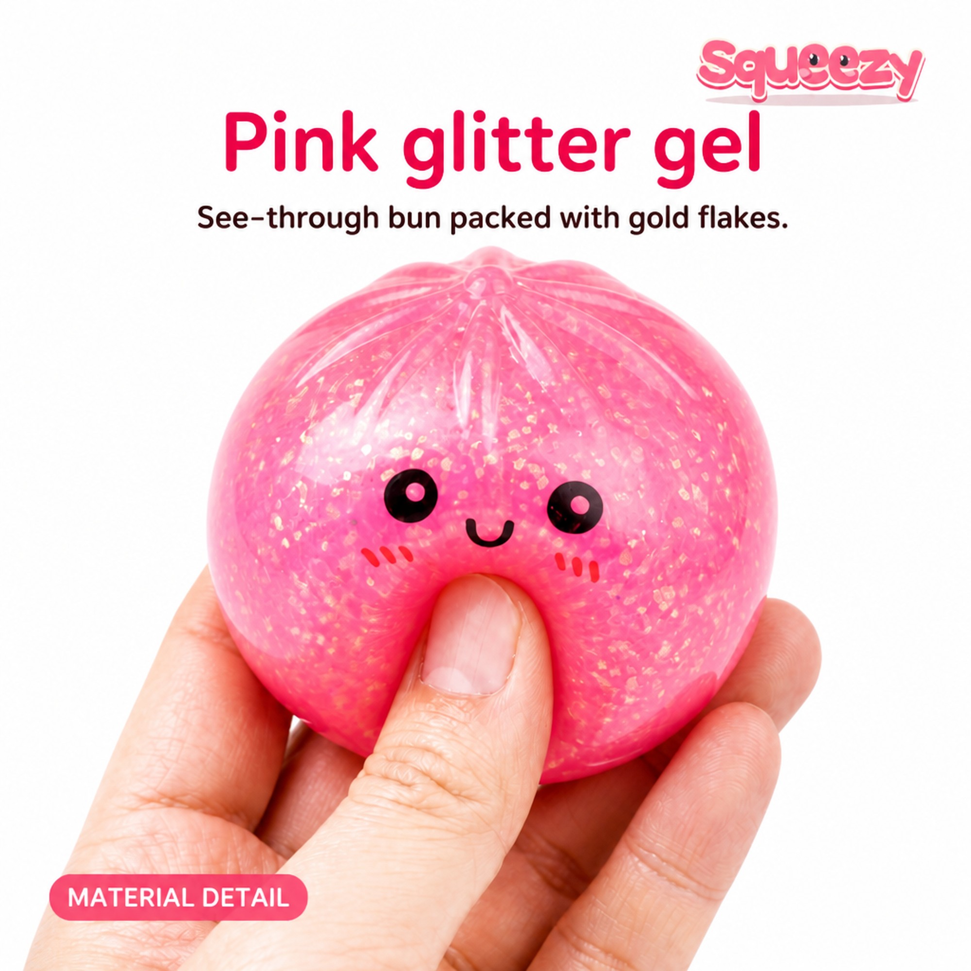Pink Smiley Bao glitter gel
