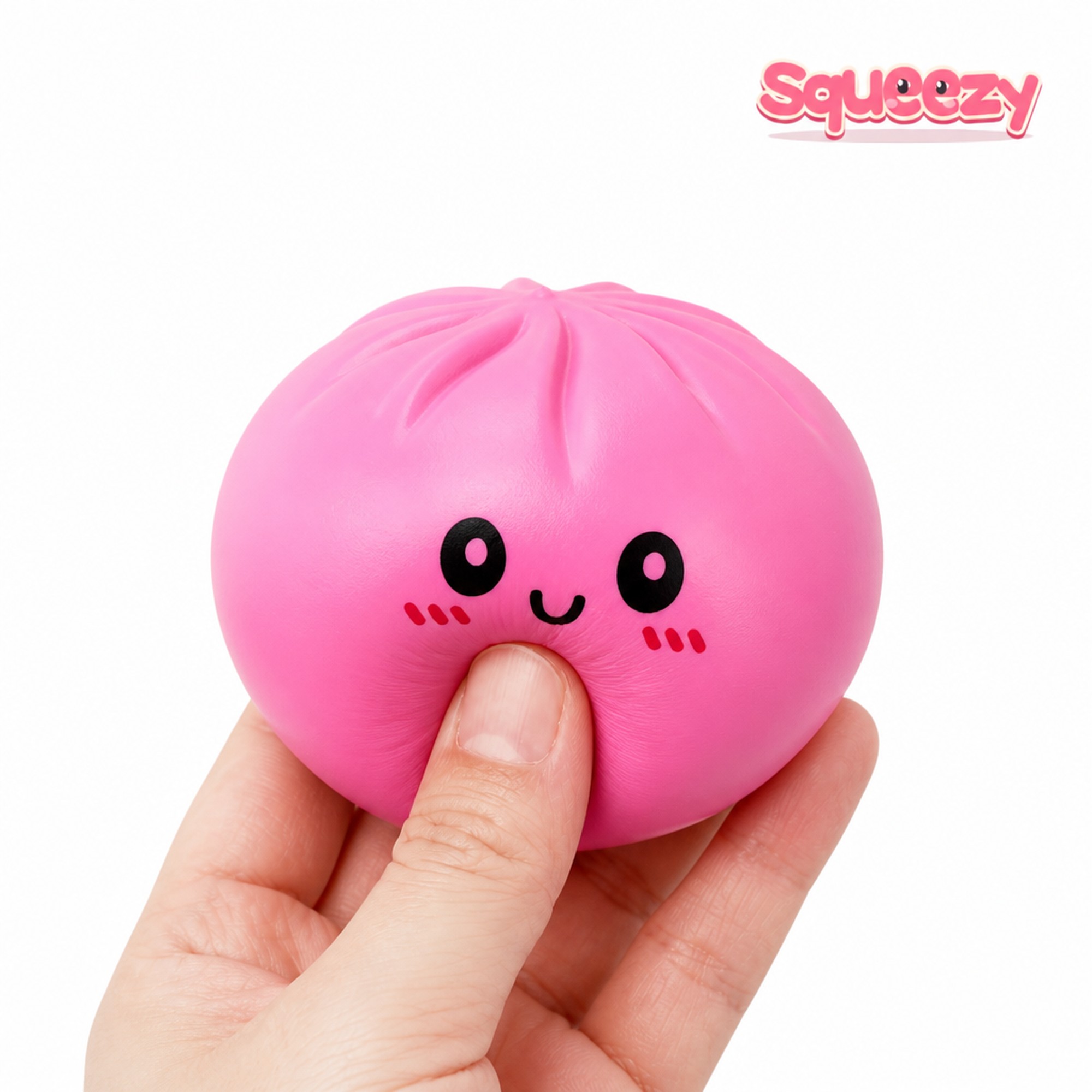 Jumbo Pink Bao being squeezed