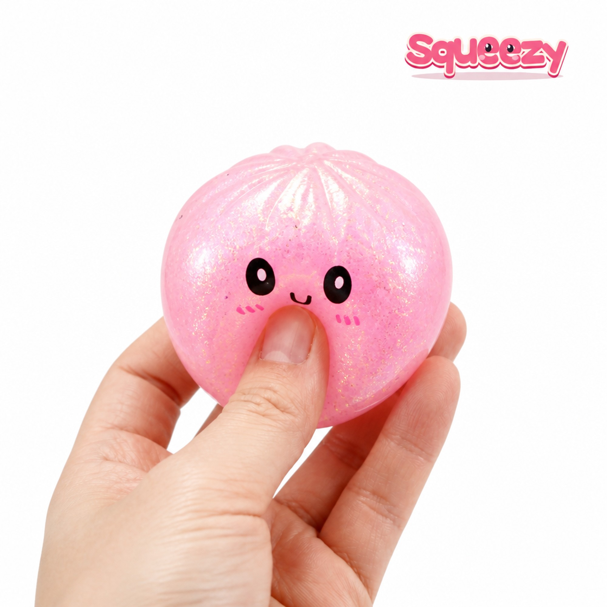 Pink Sugar Bao being squeezed