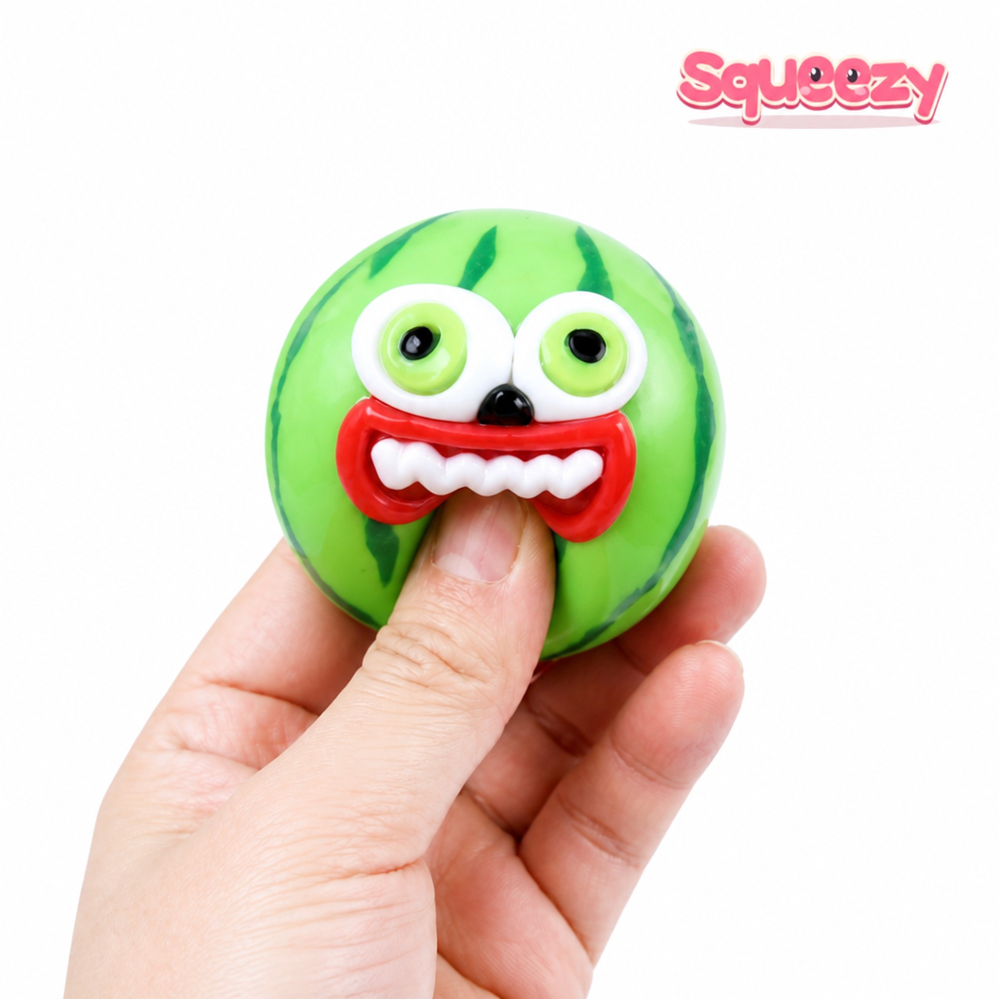 Googly Melon being squeezed