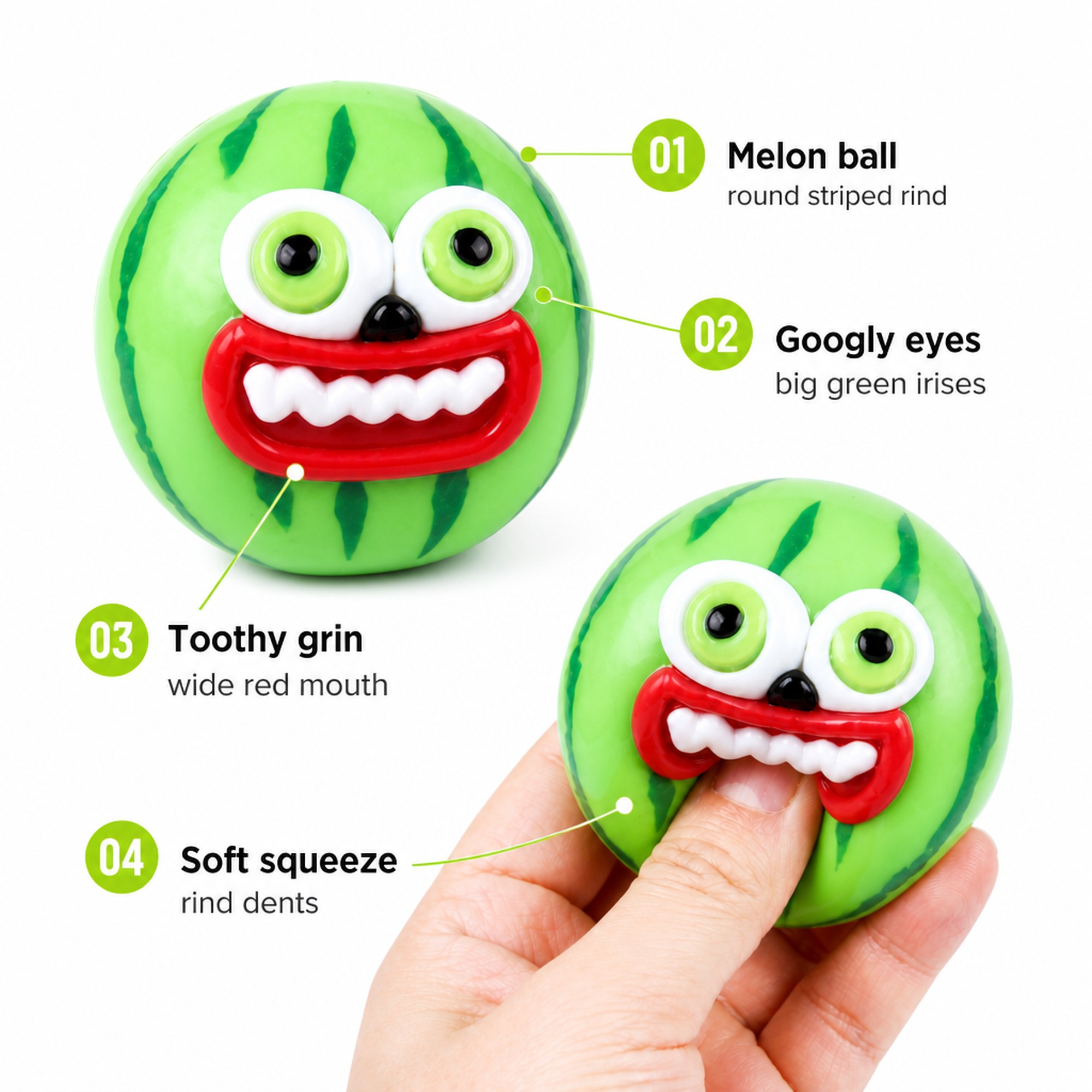 Googly Melon features