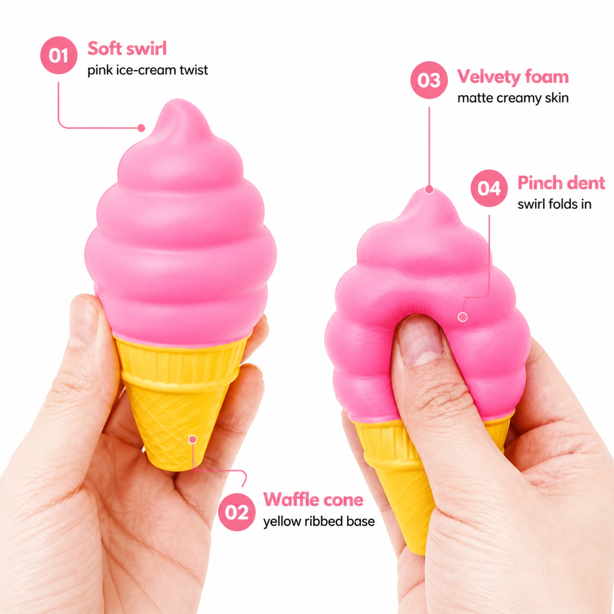 Pink Swirl Cone features