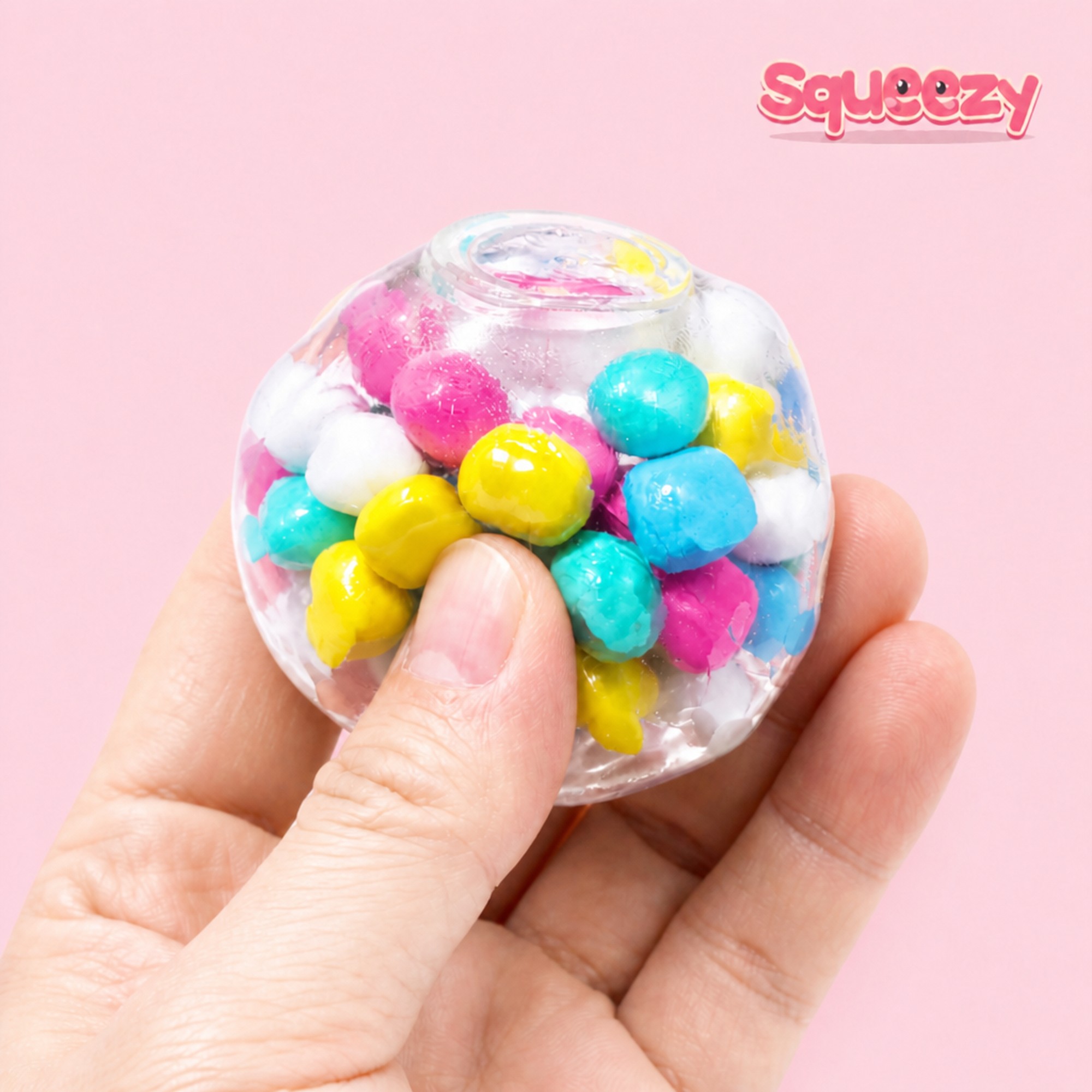 Bead Fidget Ball being squeezed