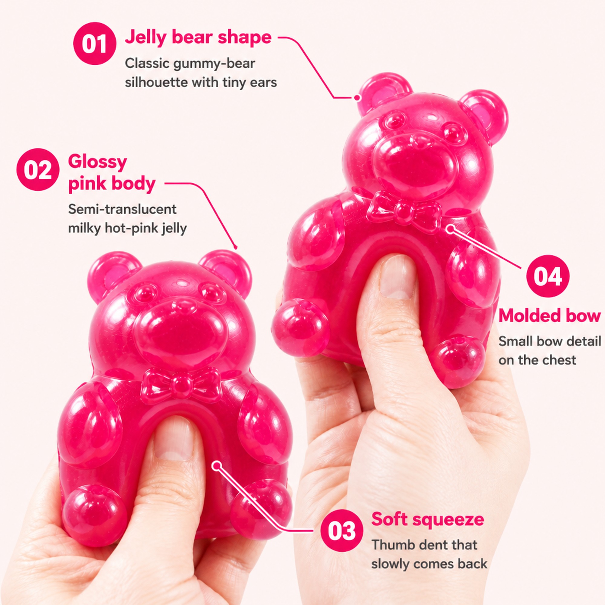 Pink Bow Bear features