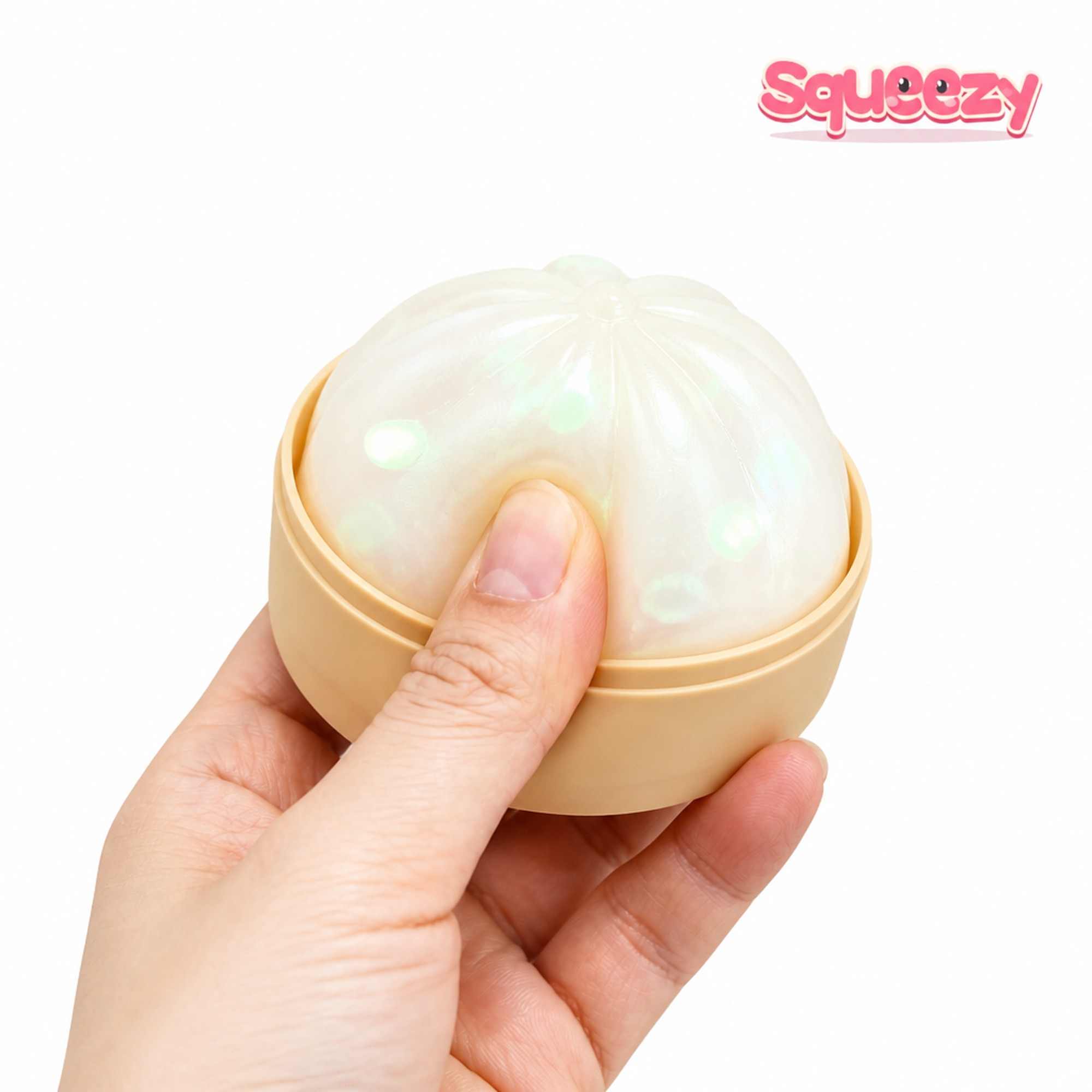 Iridescent Bao being squeezed