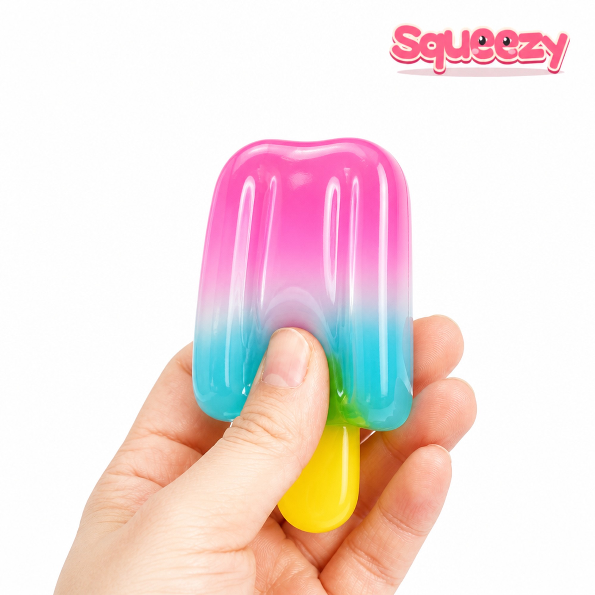 Pink Ice Pop being squeezed
