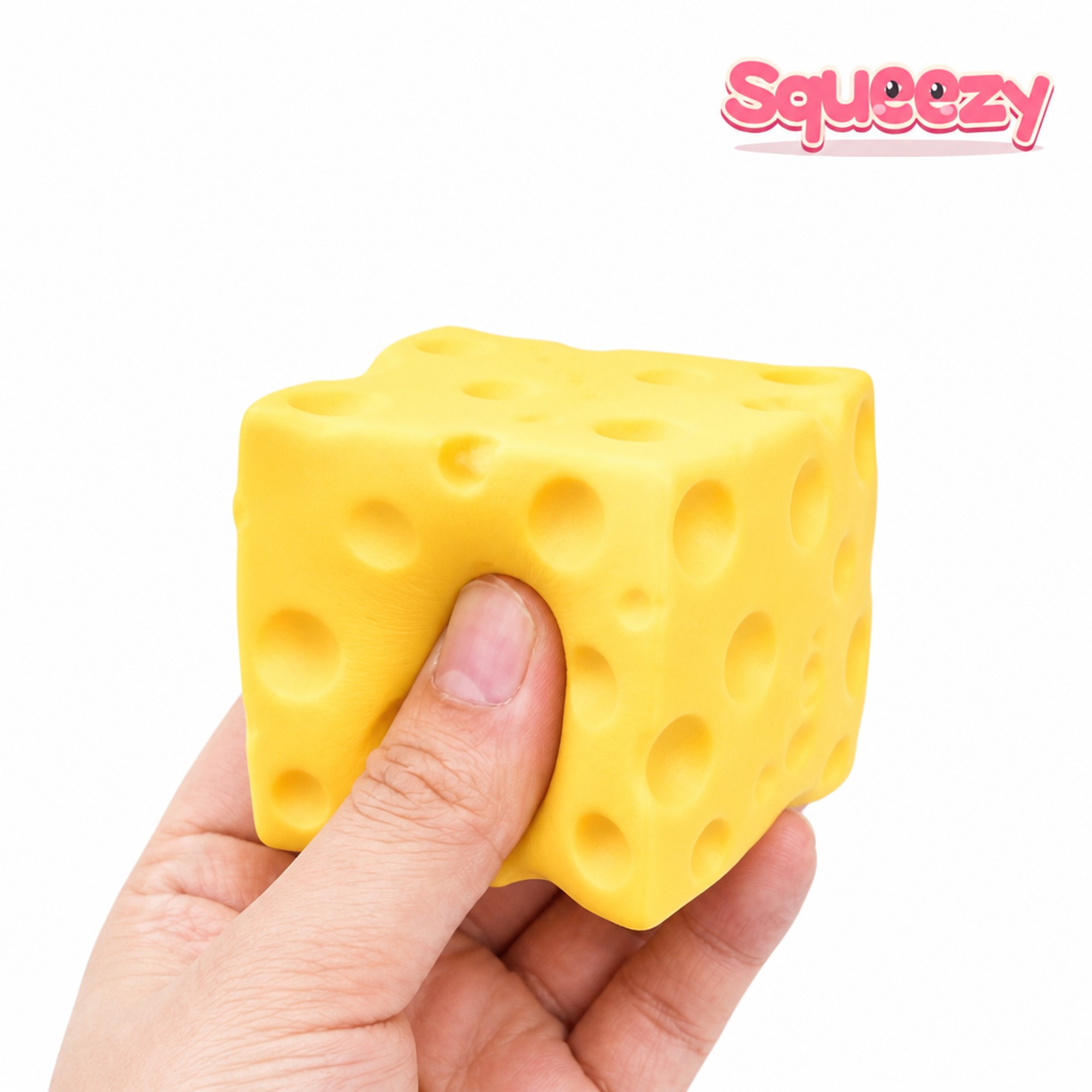 Jumbo Cheese Block being squeezed