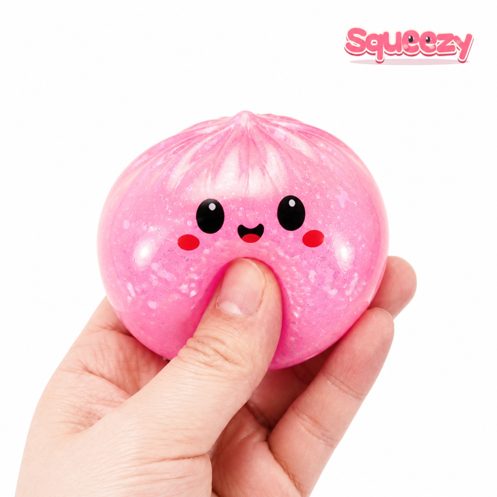 Pink Halloween Bao being squeezed
