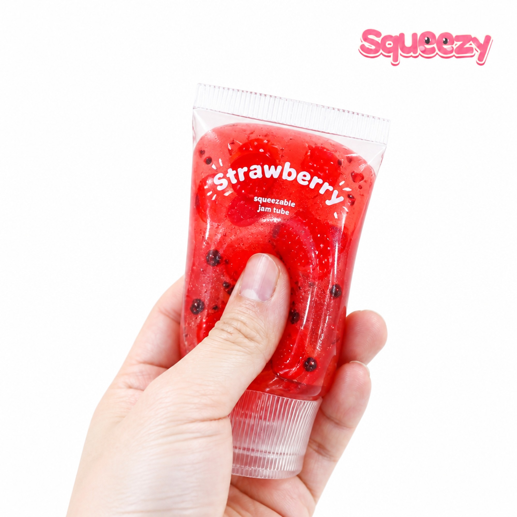 Strawberry Jam Tube being squeezed