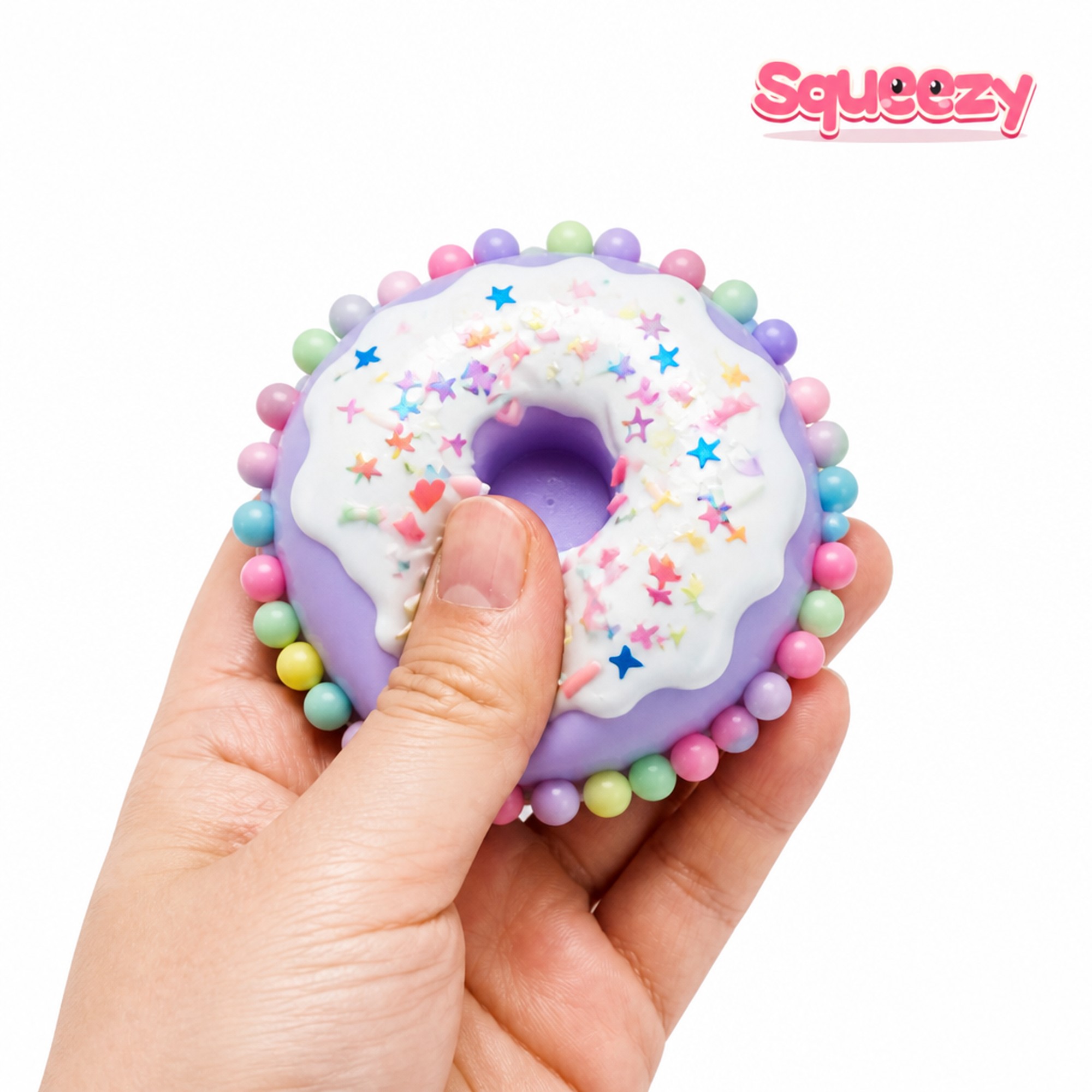 Frosted Donut being squeezed