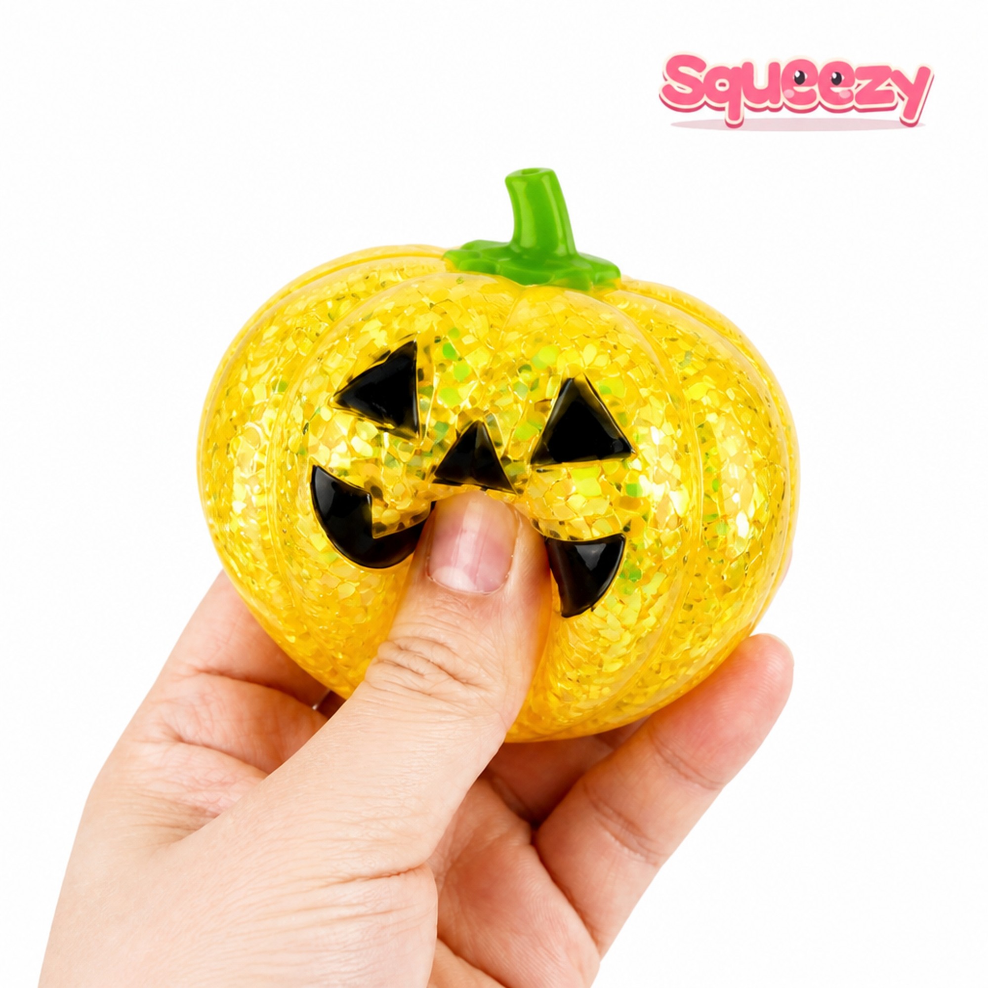 Glitter Pumpkin being squeezed