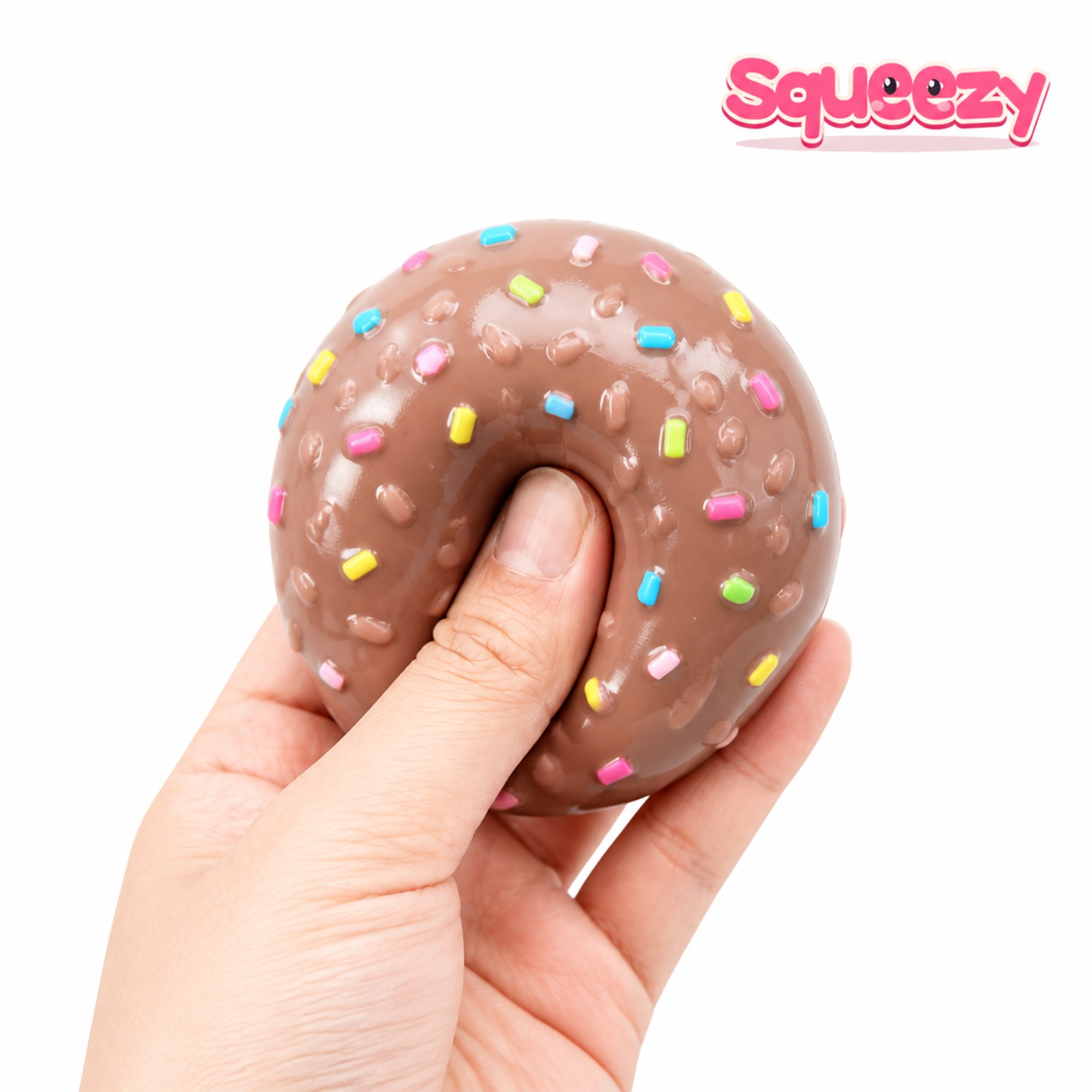 Sprinkle Donut being squeezed